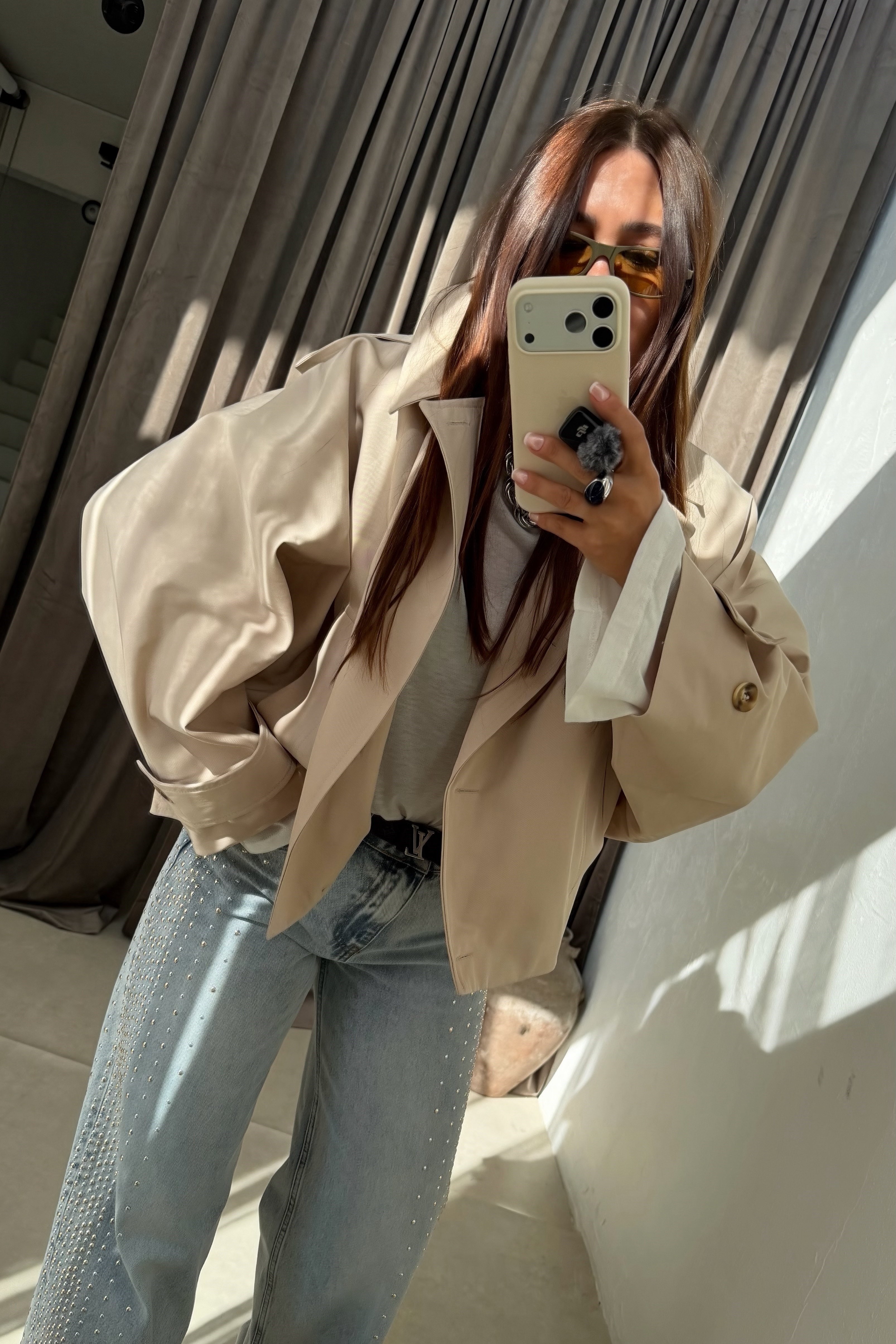 Kapüşonlu Trenchcoat BEJ