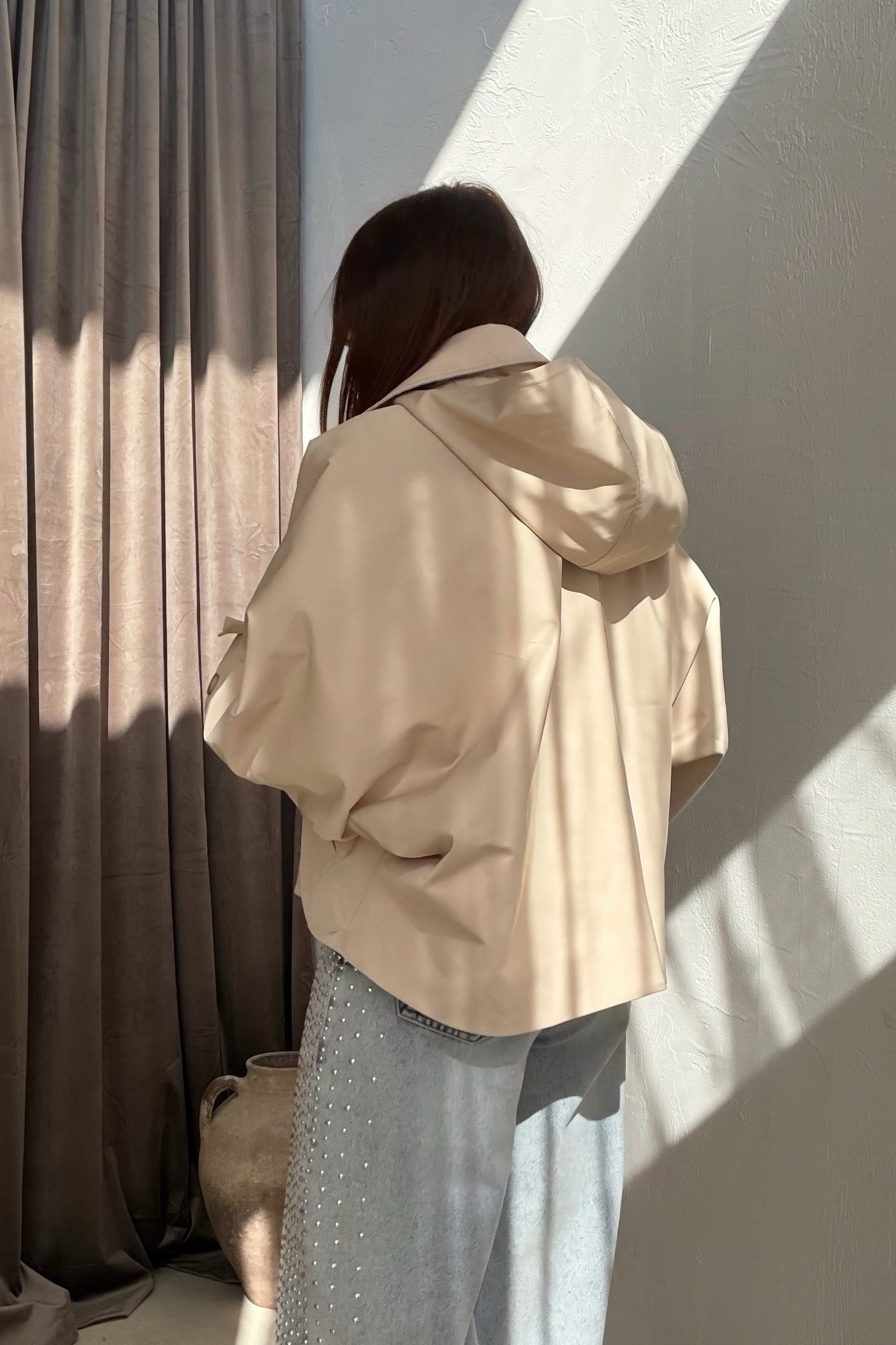Kapüşonlu Trenchcoat BEJ