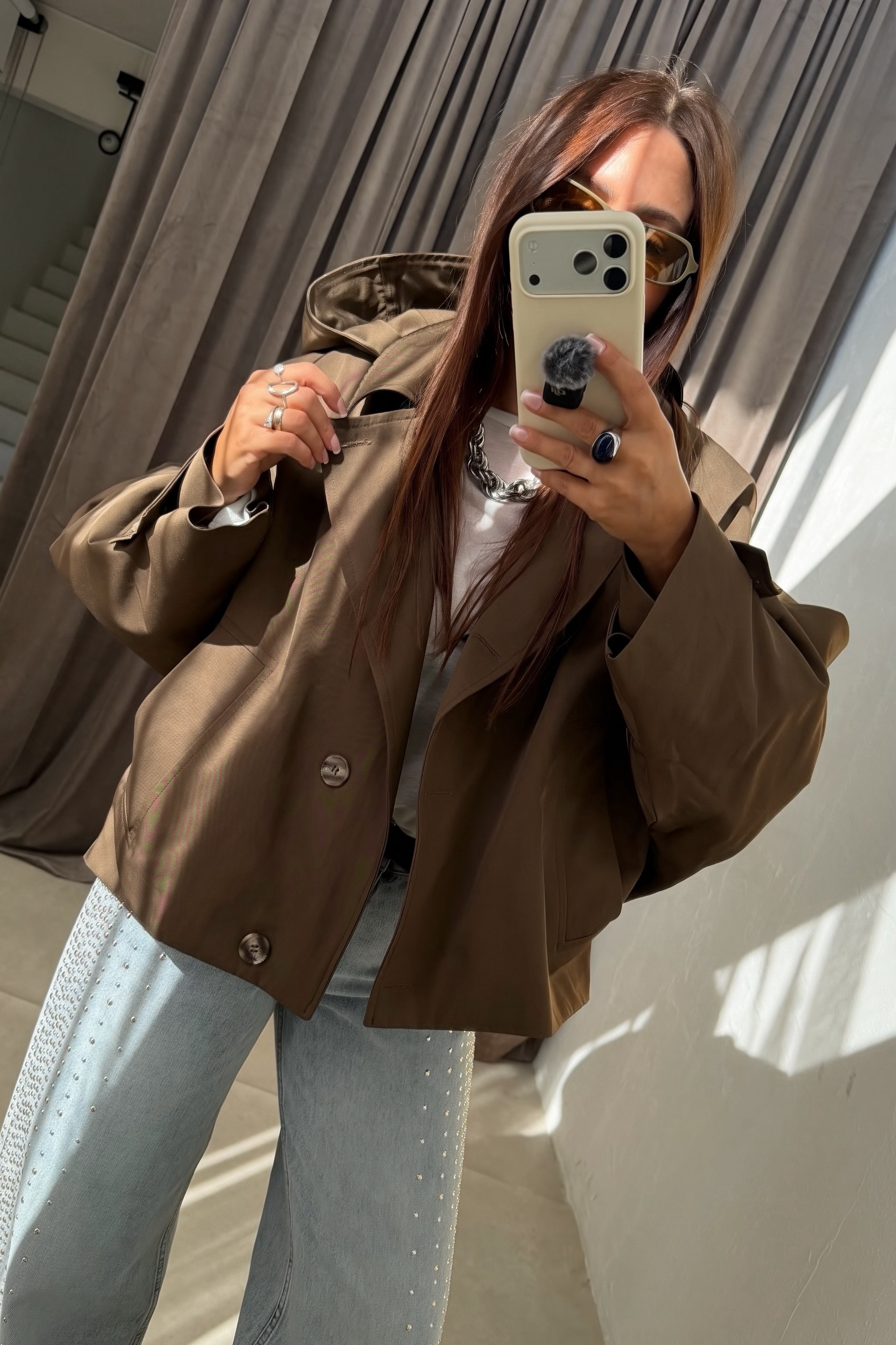 Kapüşonlu Trenchcoat KAHVERENGİ