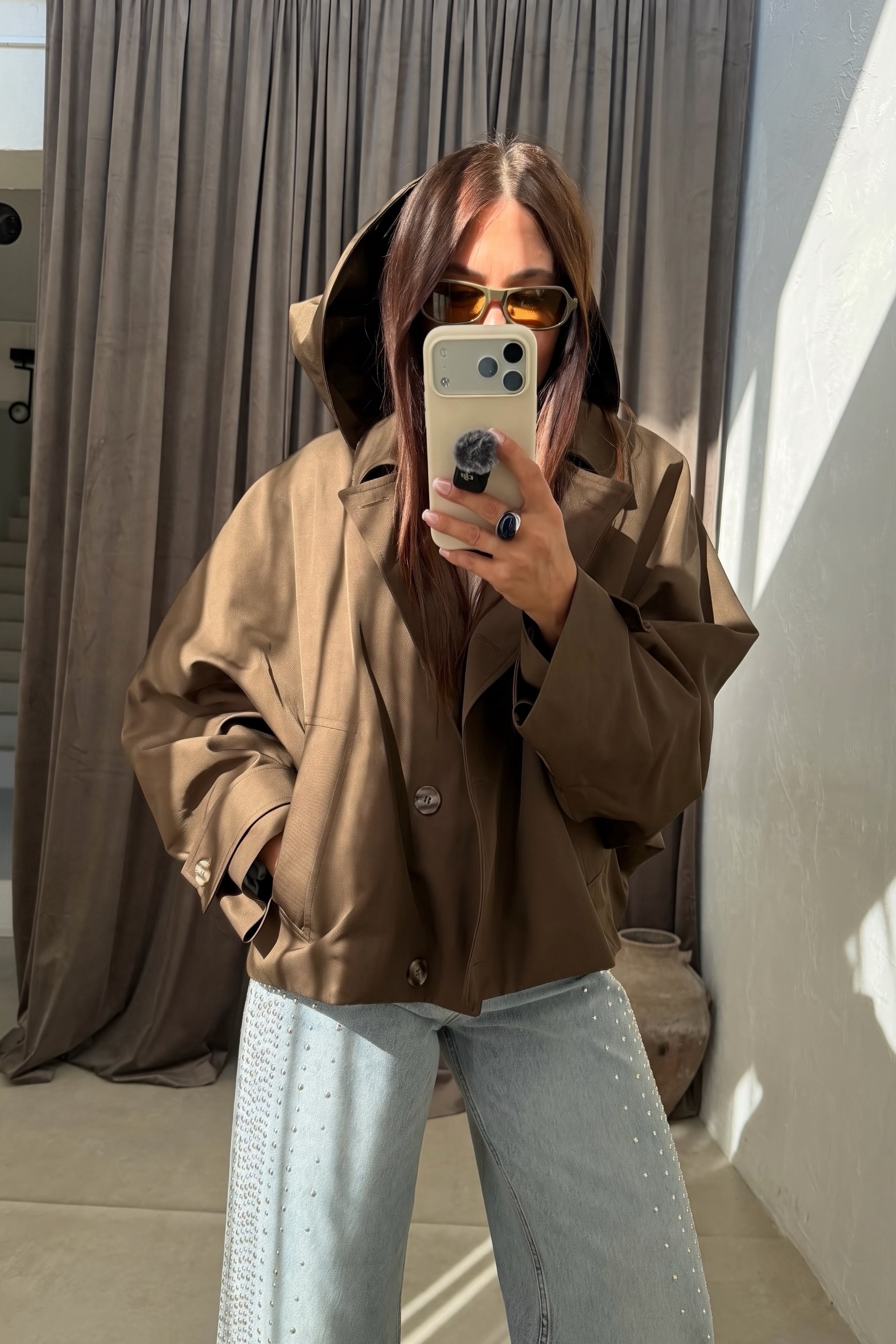 Kapüşonlu Trenchcoat KAHVERENGİ