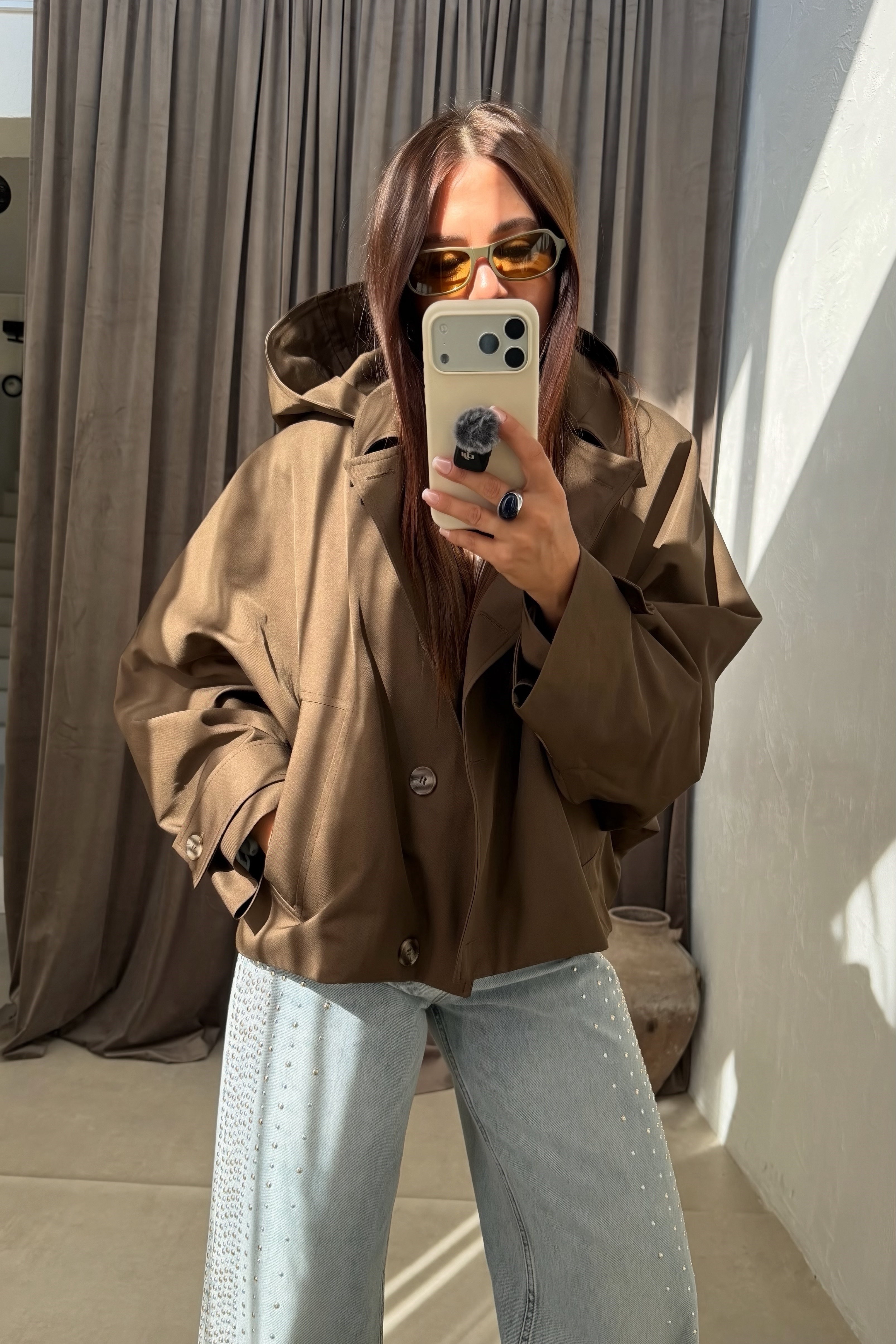 Kapüşonlu Trenchcoat KAHVERENGİ