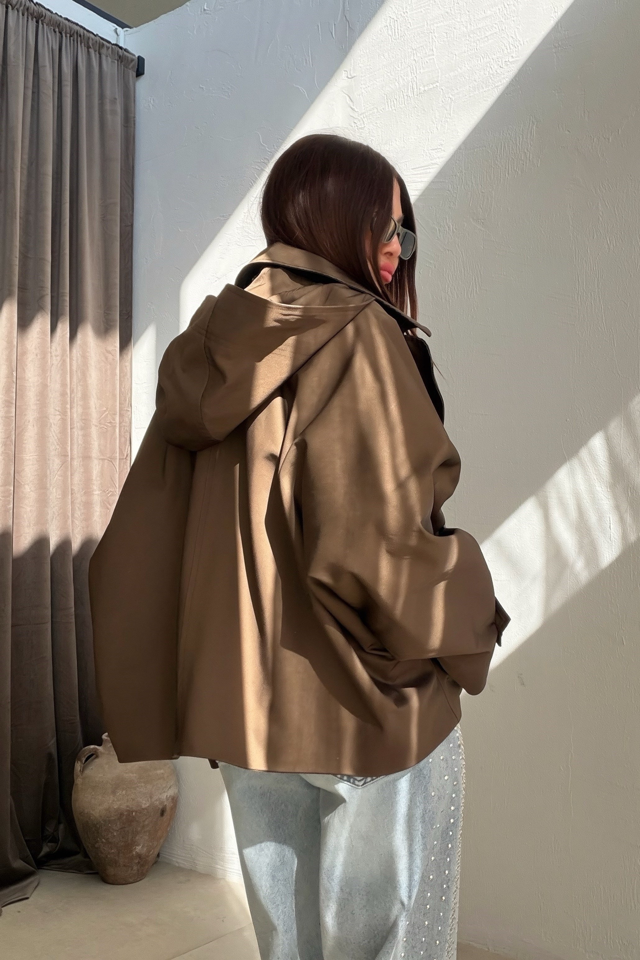 Kapüşonlu Trenchcoat KAHVERENGİ