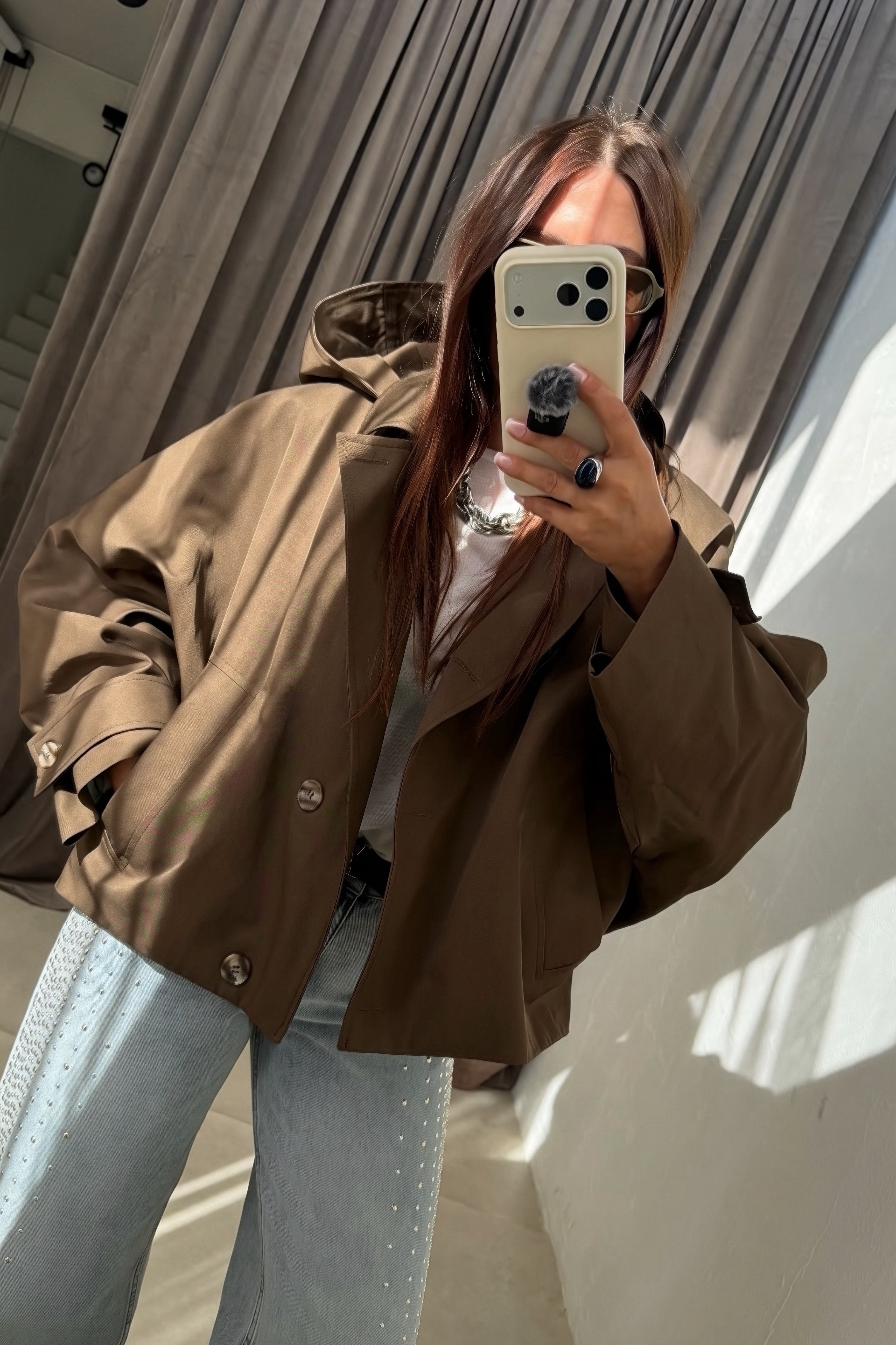 Kapüşonlu Trenchcoat KAHVERENGİ