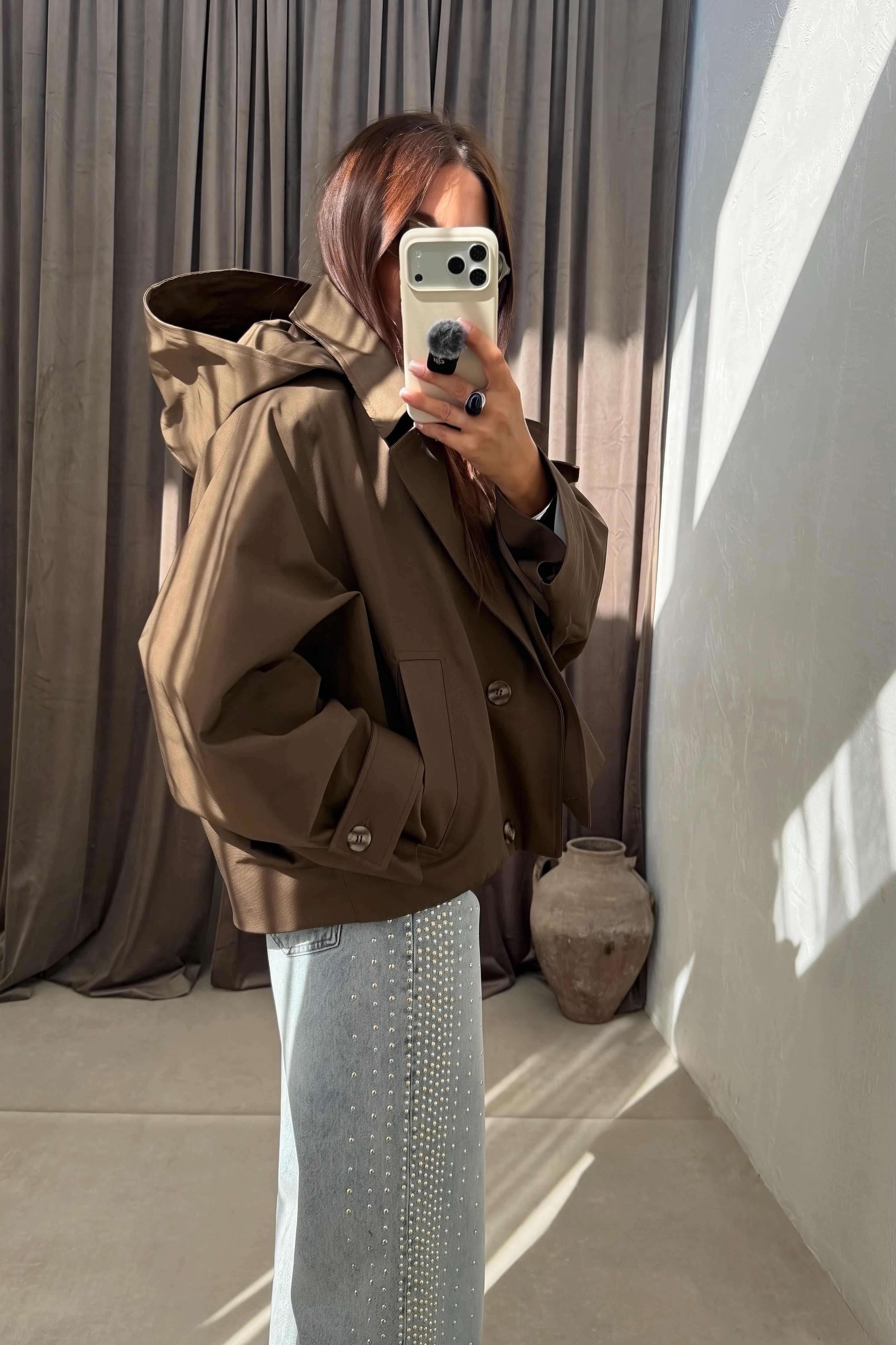 Kapüşonlu Trenchcoat KAHVERENGİ