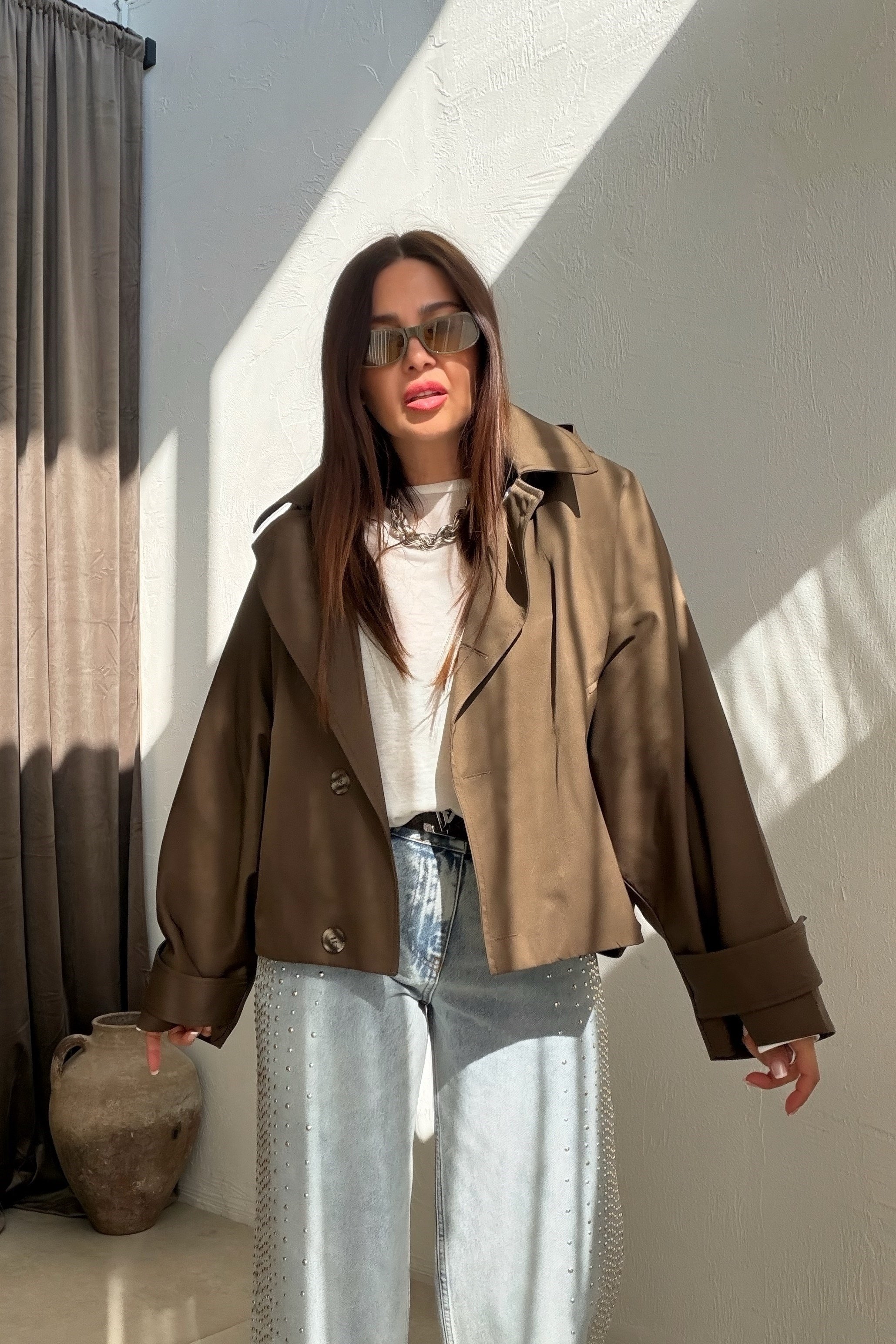 Kapüşonlu Trenchcoat KAHVERENGİ