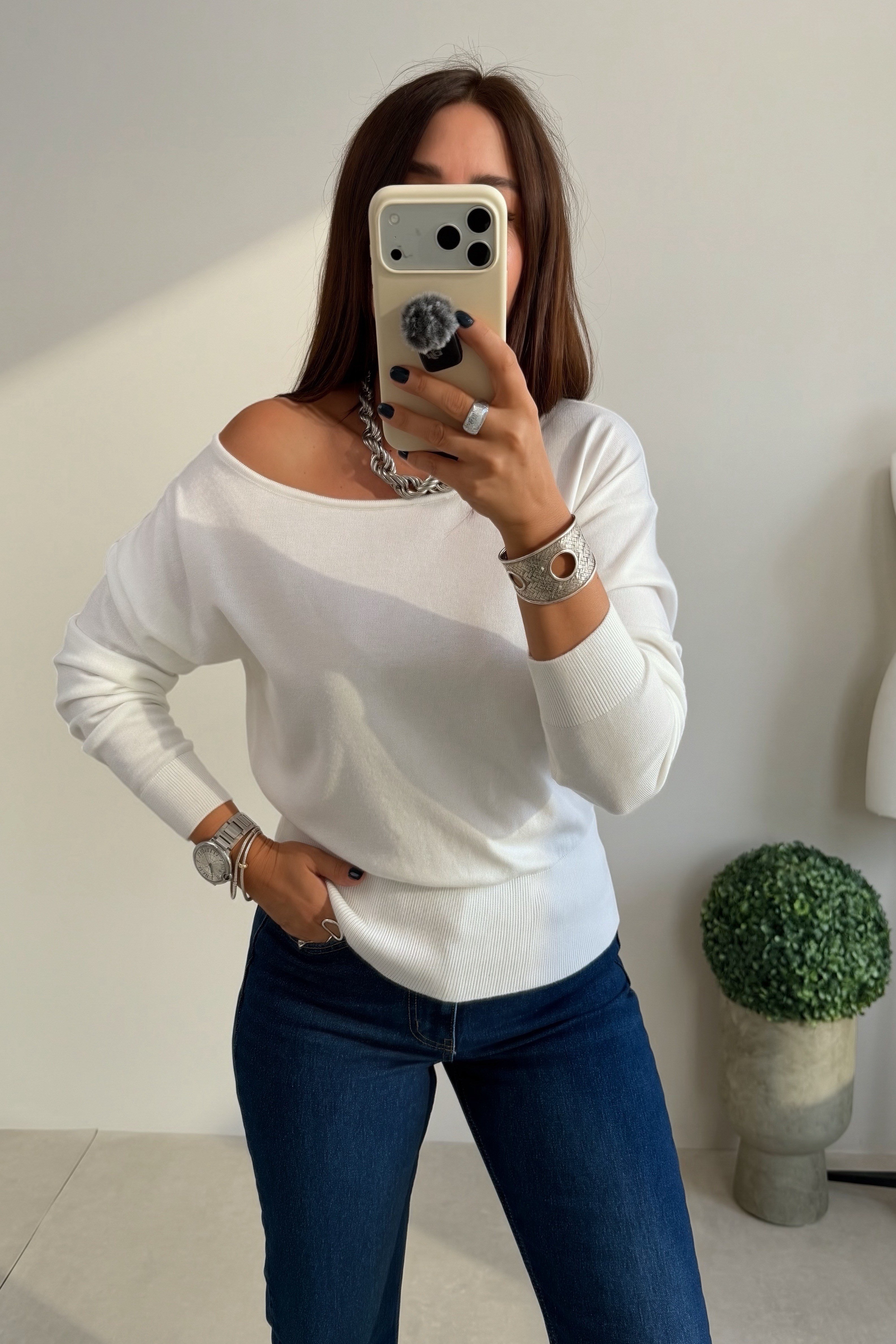 Kayık Yaka Triko EKRU
