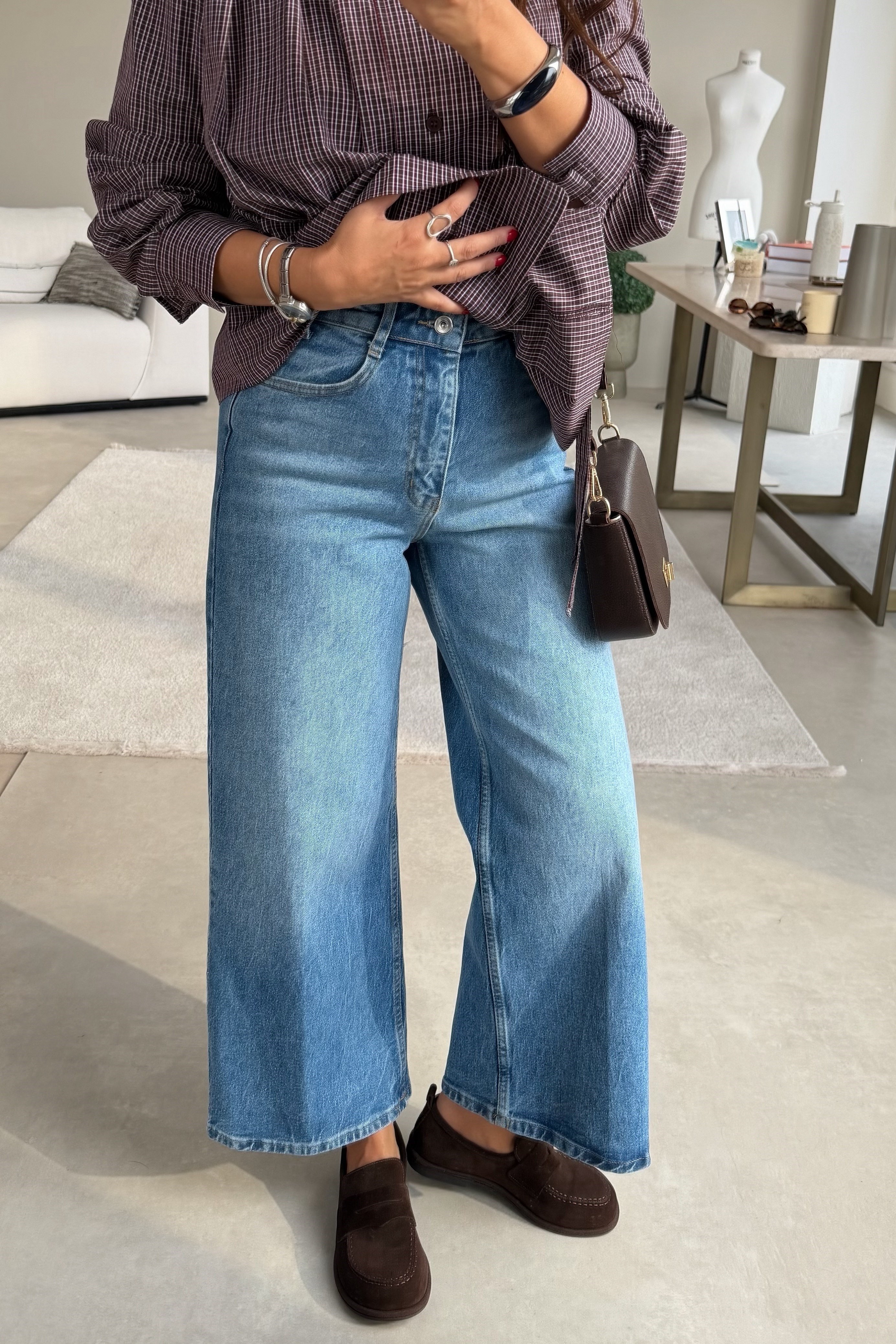 Kemerli Boy Fit Jean MAVİ