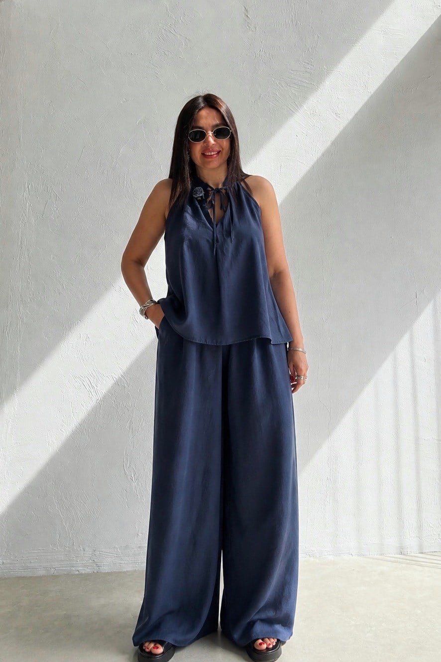 Kolsuz Bluz Pantolon Takım LACİVERT