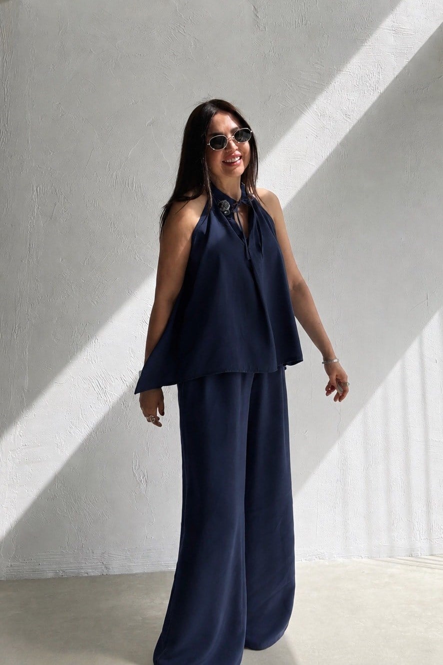 Kolsuz Bluz Pantolon Takım LACİVERT
