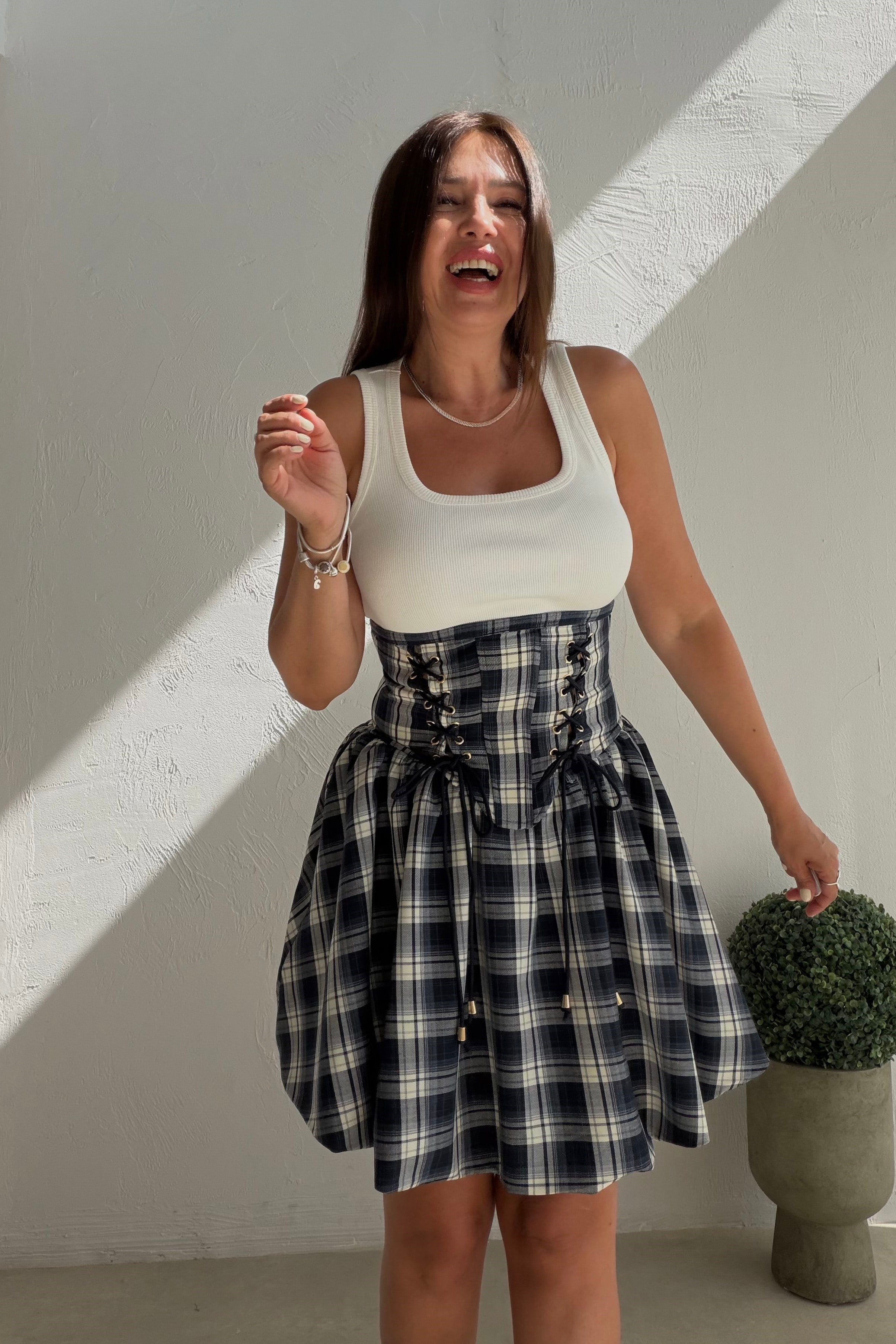 Korse Detaylıı Balon Elbise BEYAZ