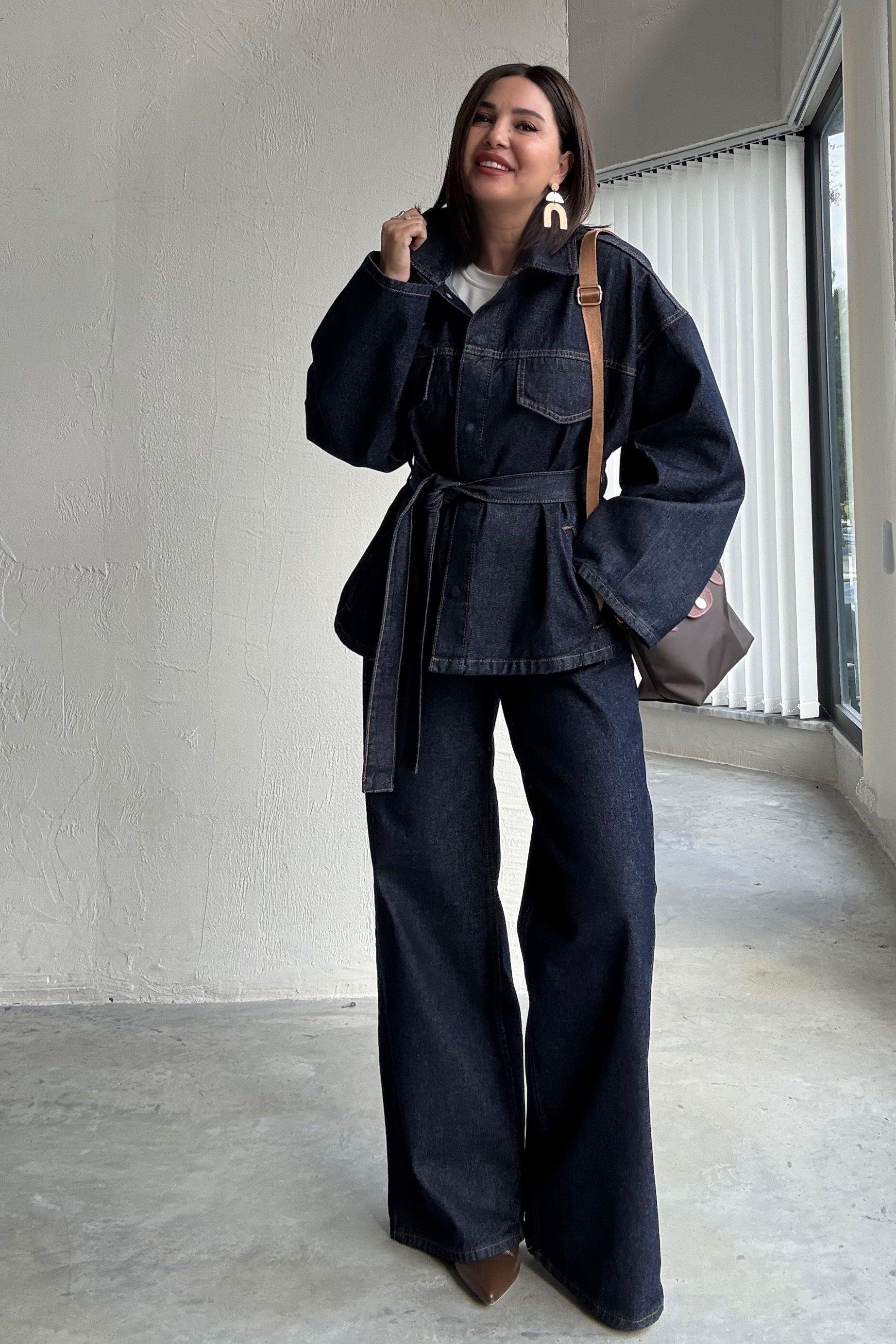Koyu Lacivert Cepli Denim Ceket 
