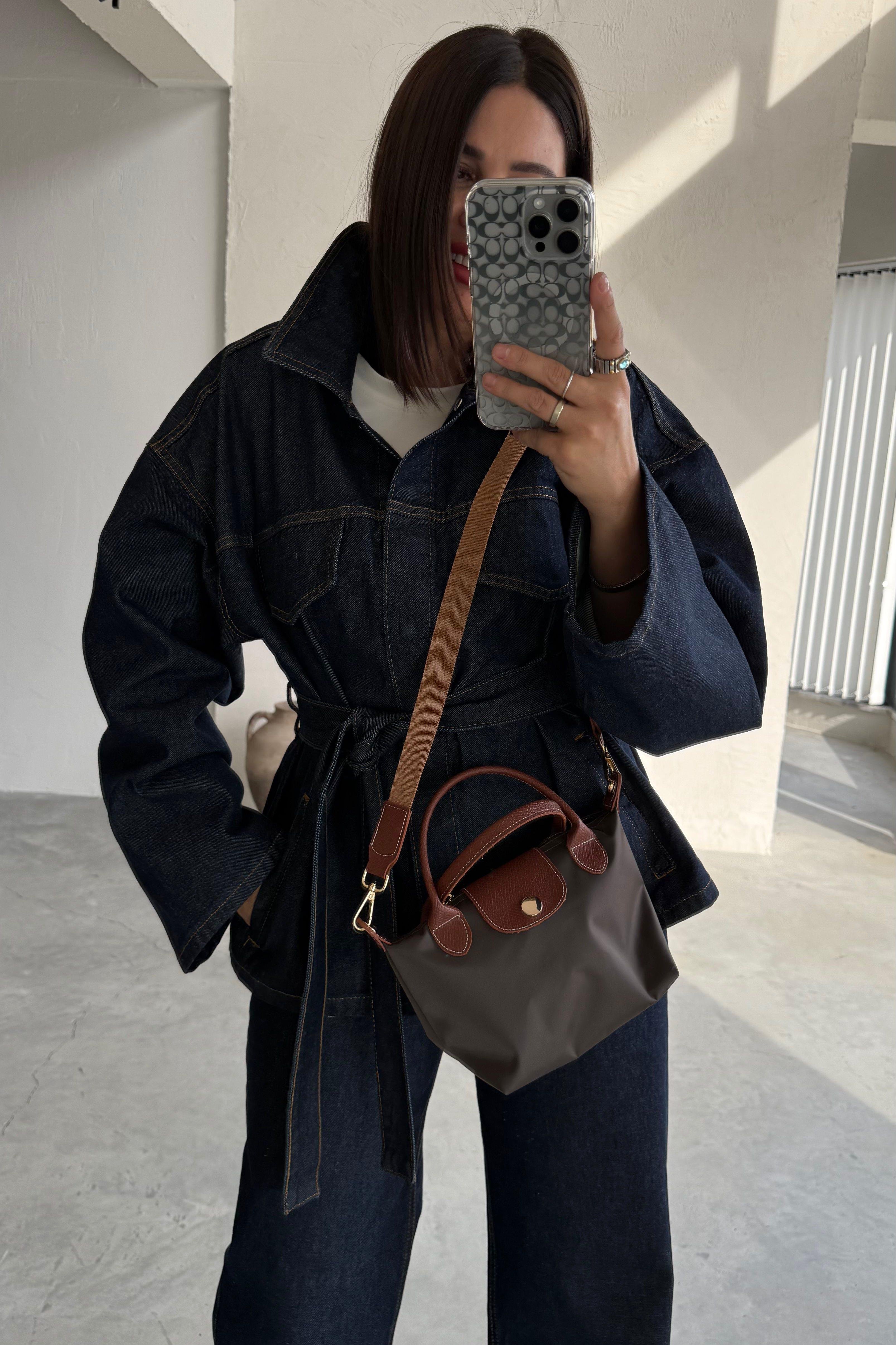 Koyu Lacivert Cepli Denim Ceket 