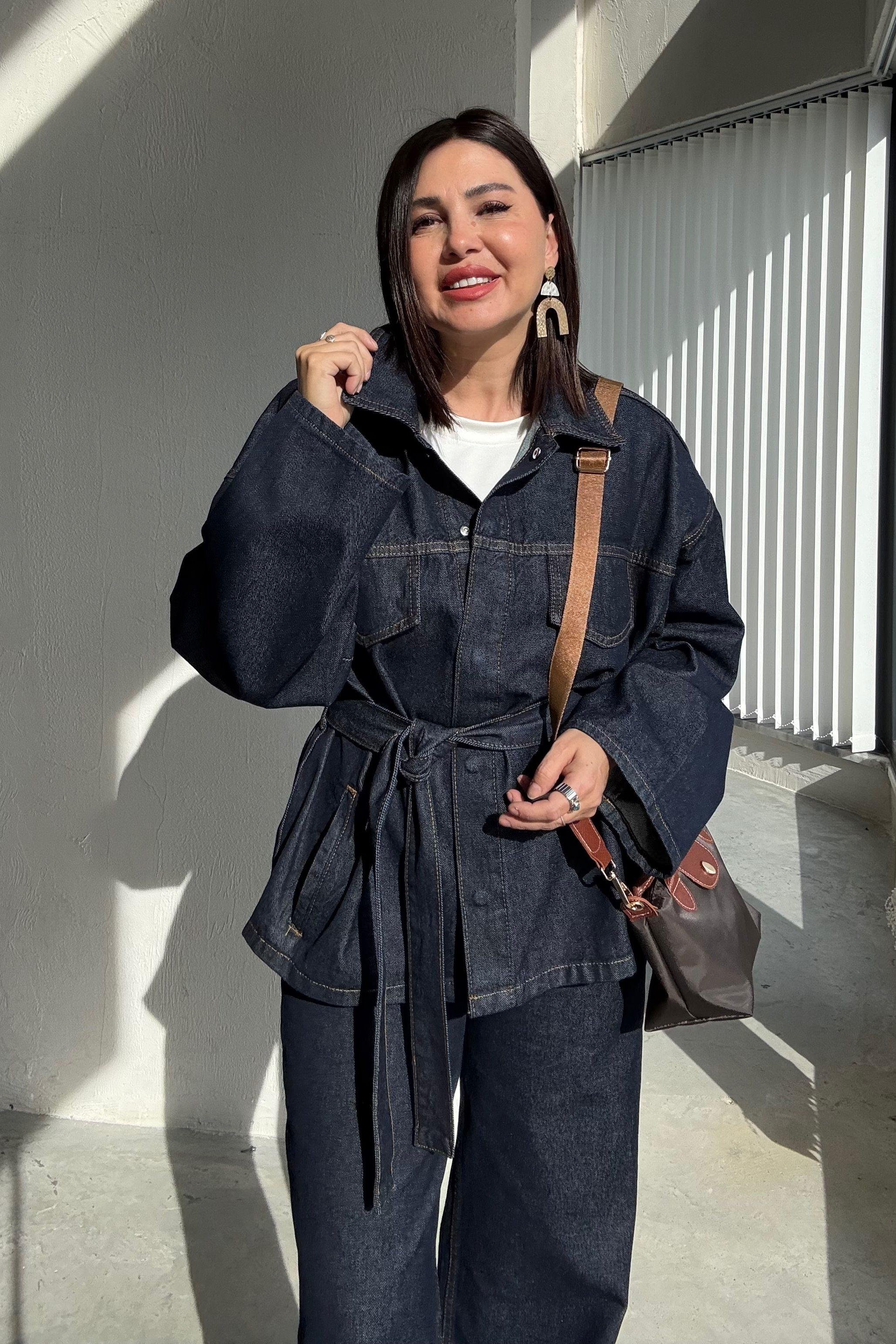 Koyu Lacivert Cepli Denim Ceket 
