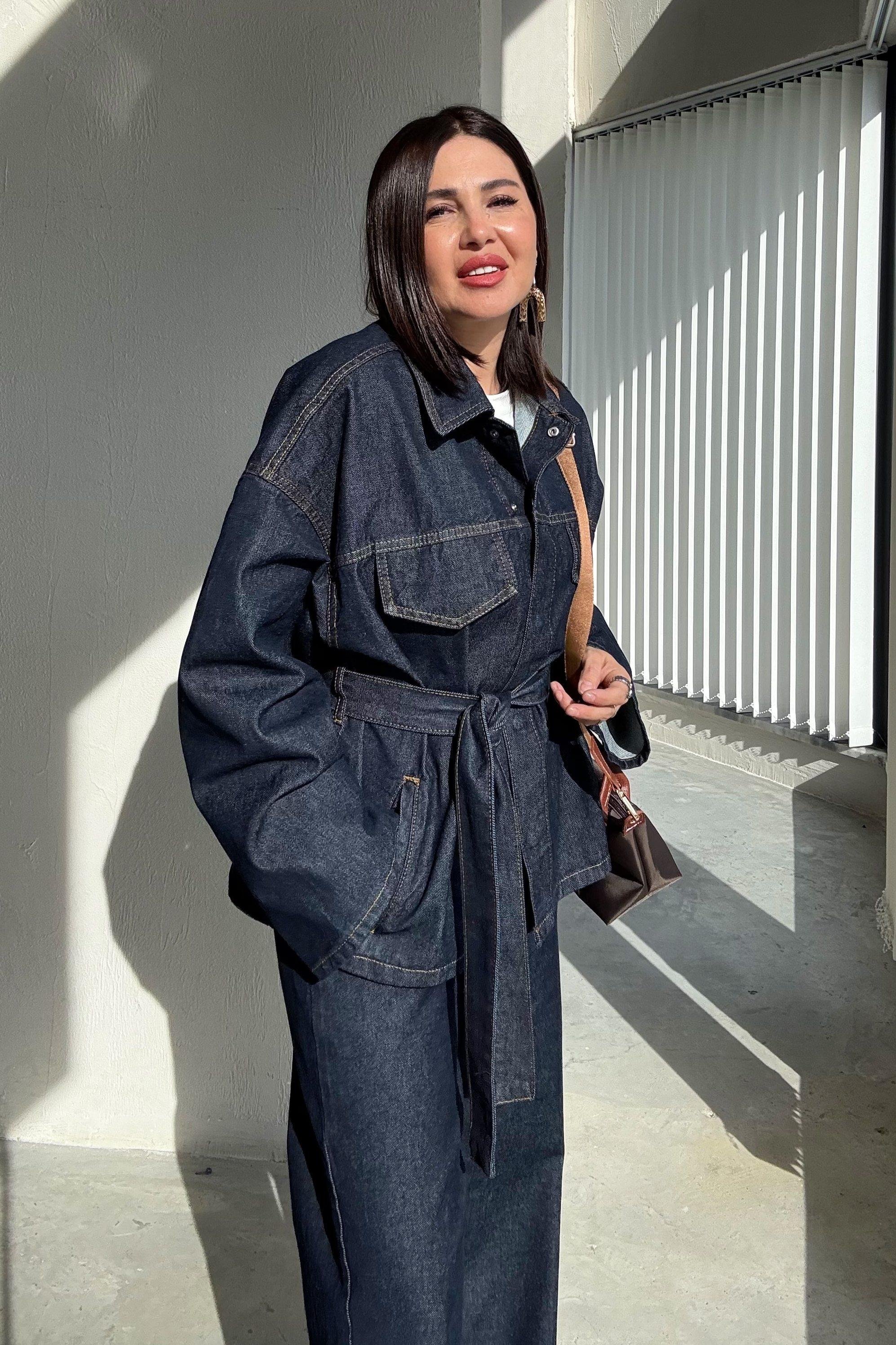 Koyu Lacivert Cepli Denim Ceket 