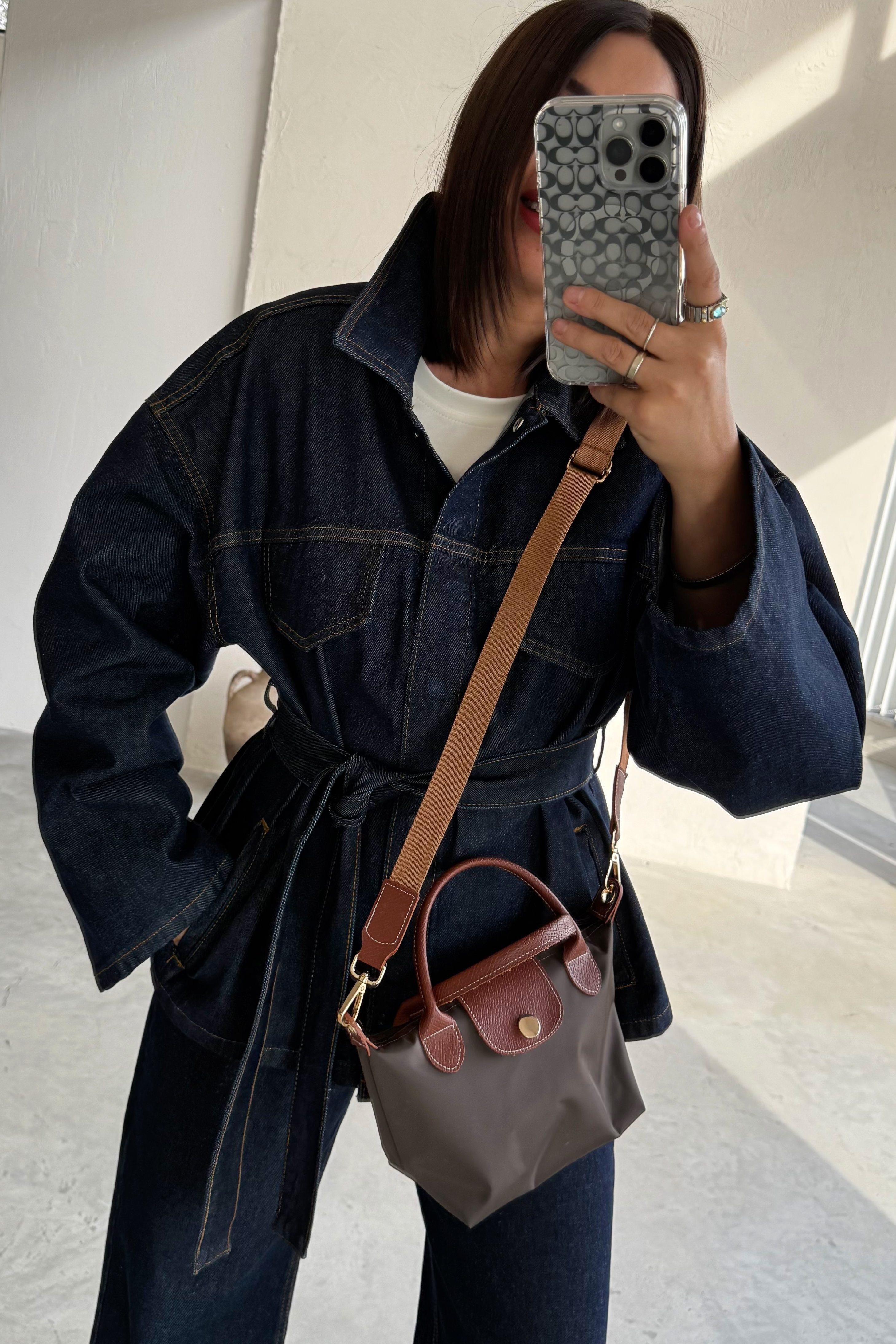 Koyu Lacivert Cepli Denim Ceket 
