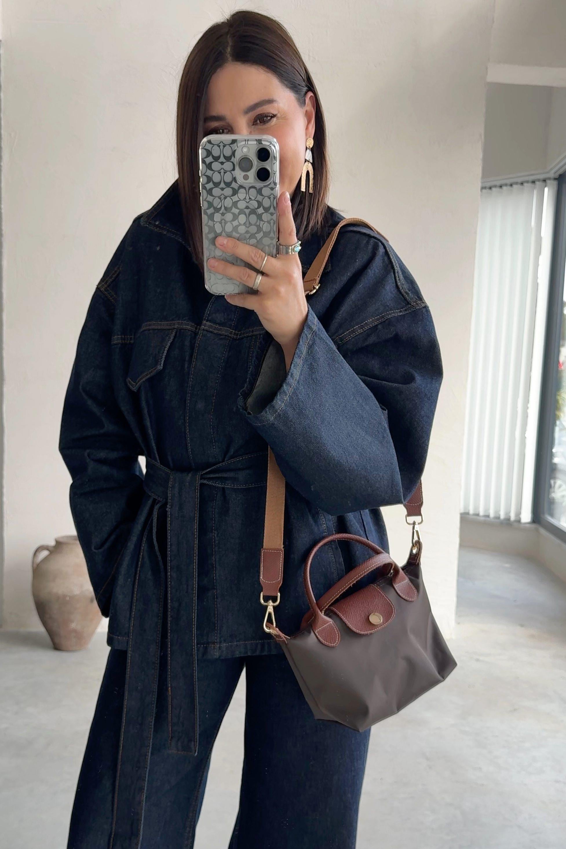 Koyu Lacivert Cepli Denim Ceket 