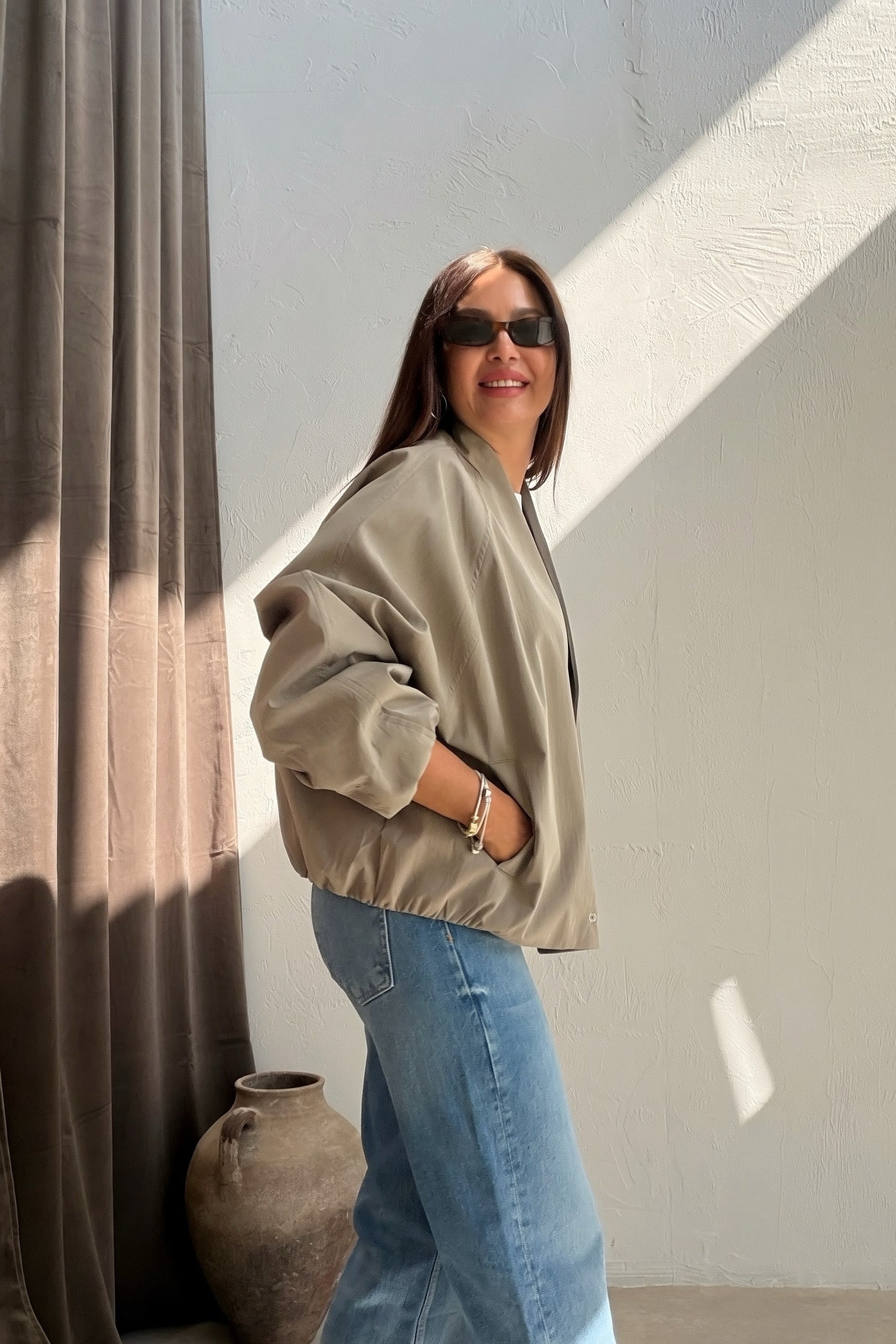 Kruvaze Raglan Ceket HAKİ