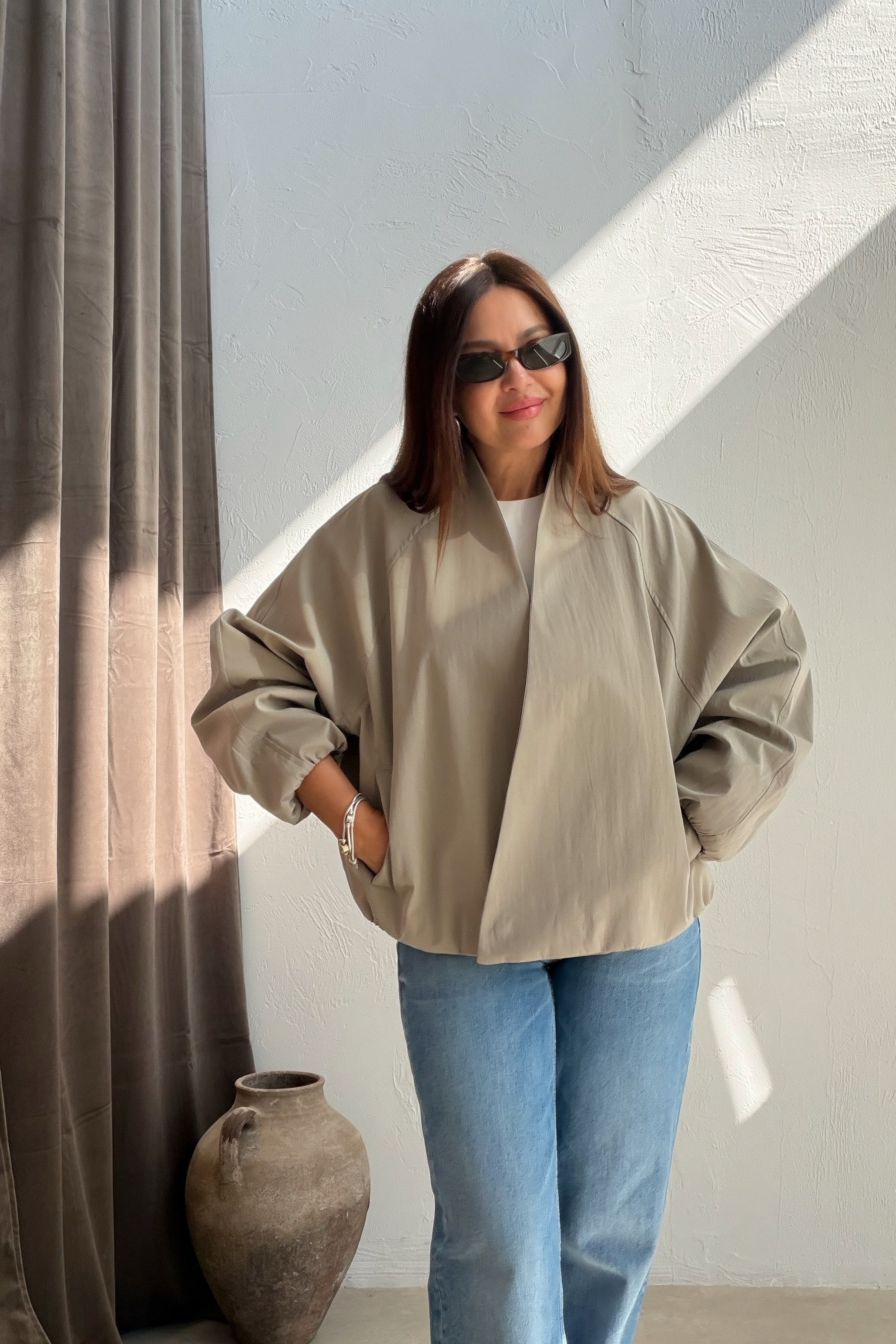 Kruvaze Raglan Ceket HAKİ