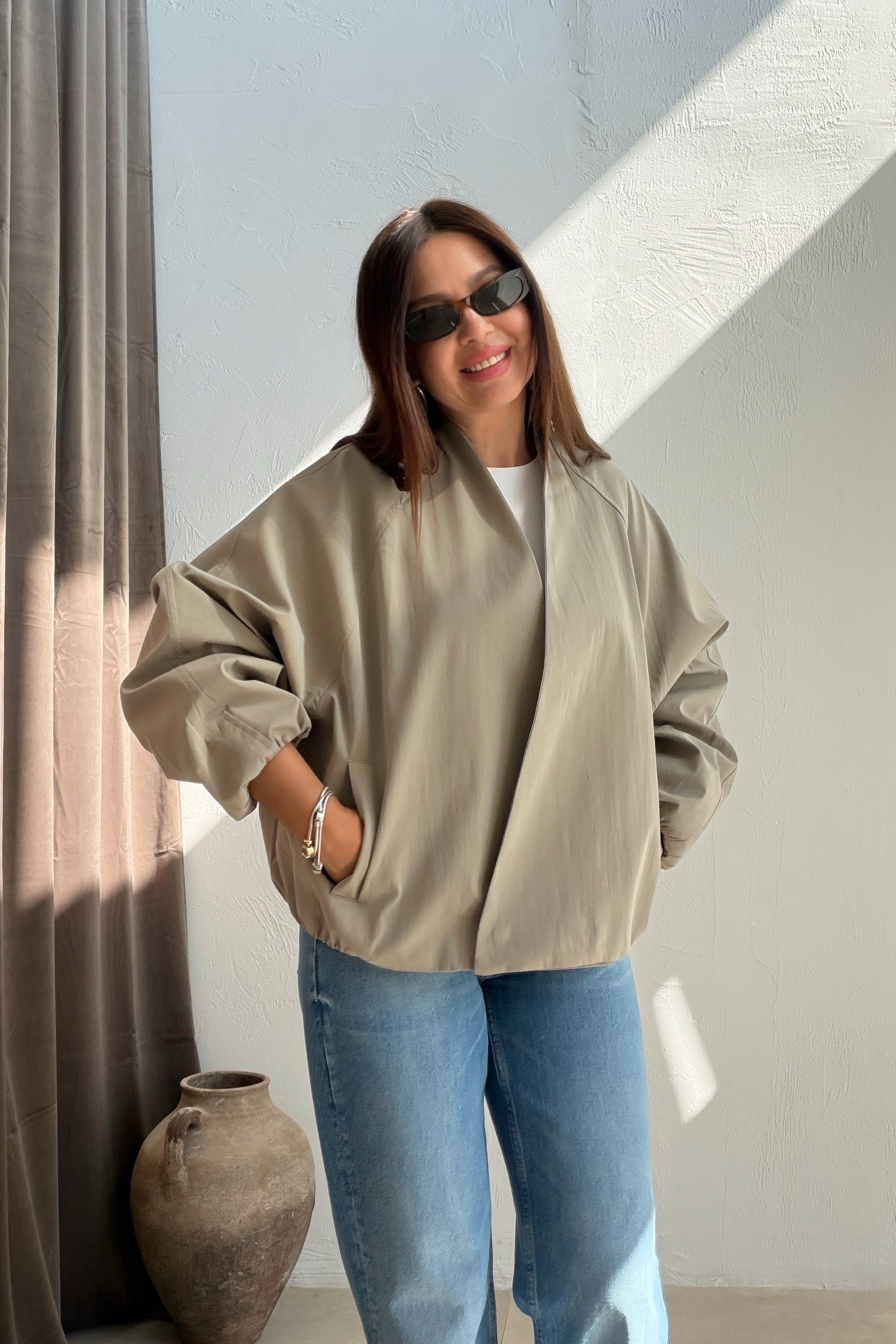 Kruvaze Raglan Ceket HAKİ