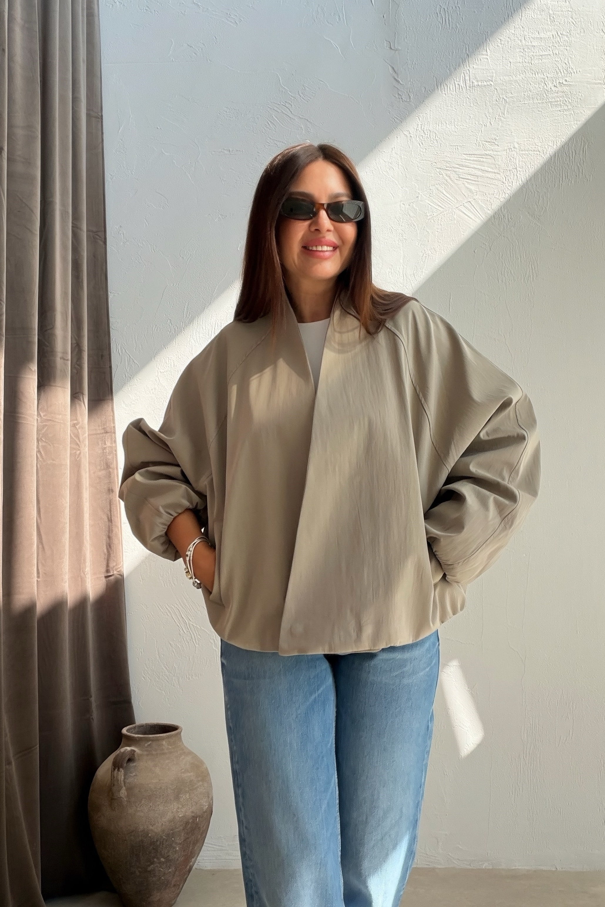 Kruvaze Raglan Ceket HAKİ