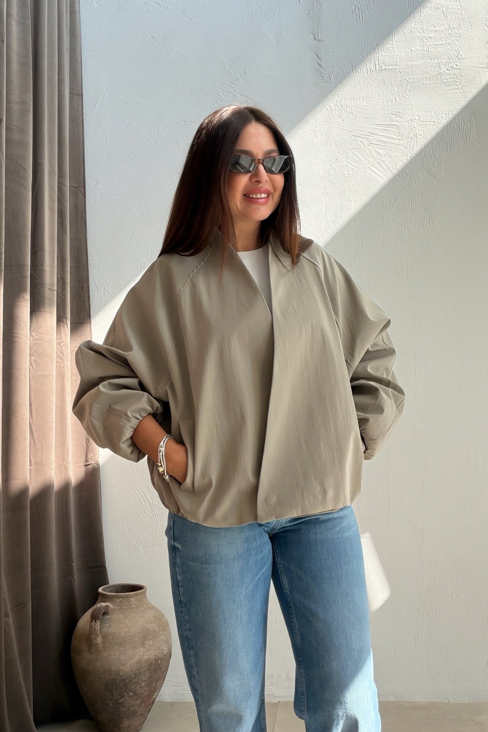 Kruvaze Raglan Ceket HAKİ