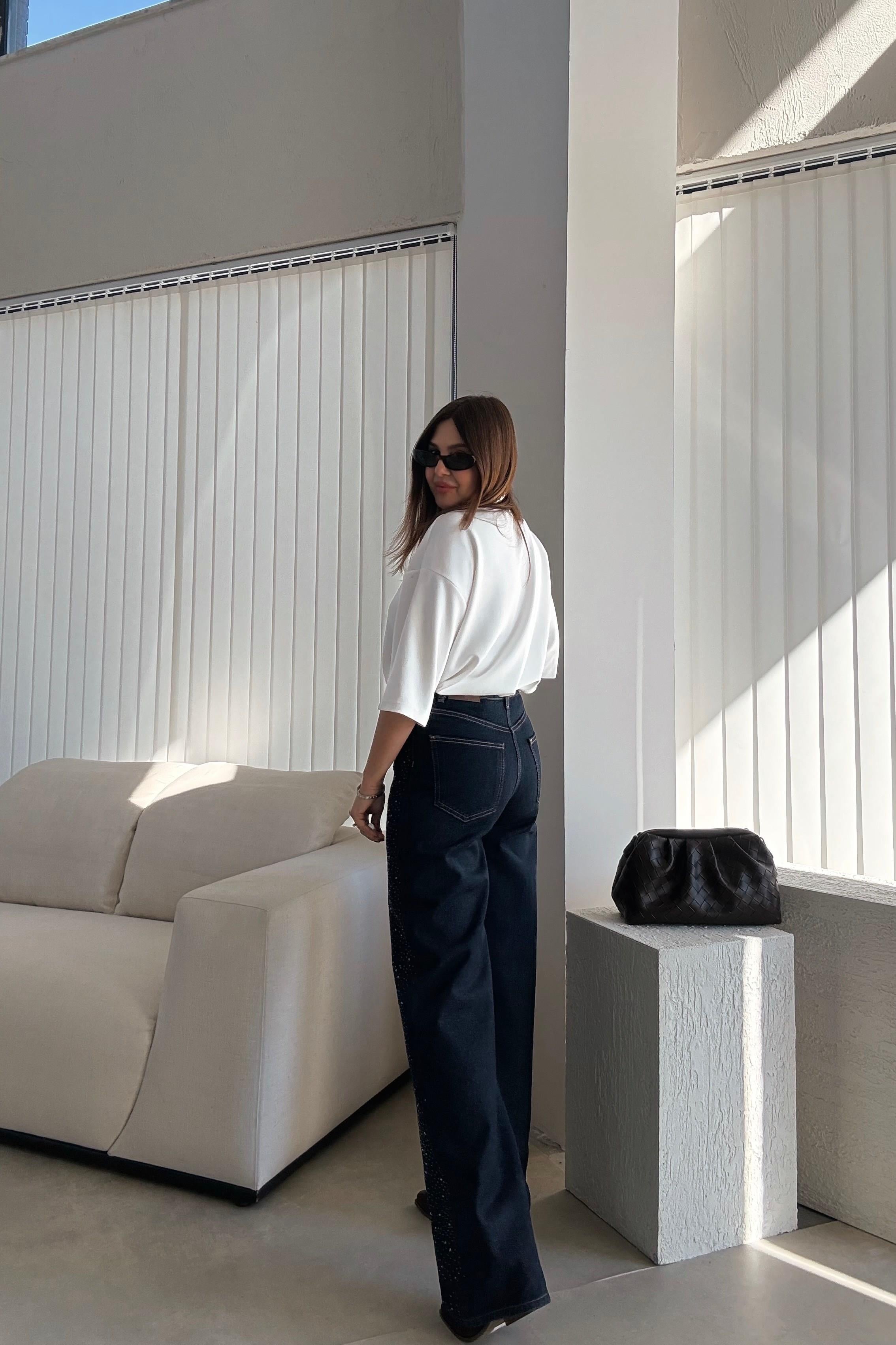 Lacivert Pırıltılı Jean 