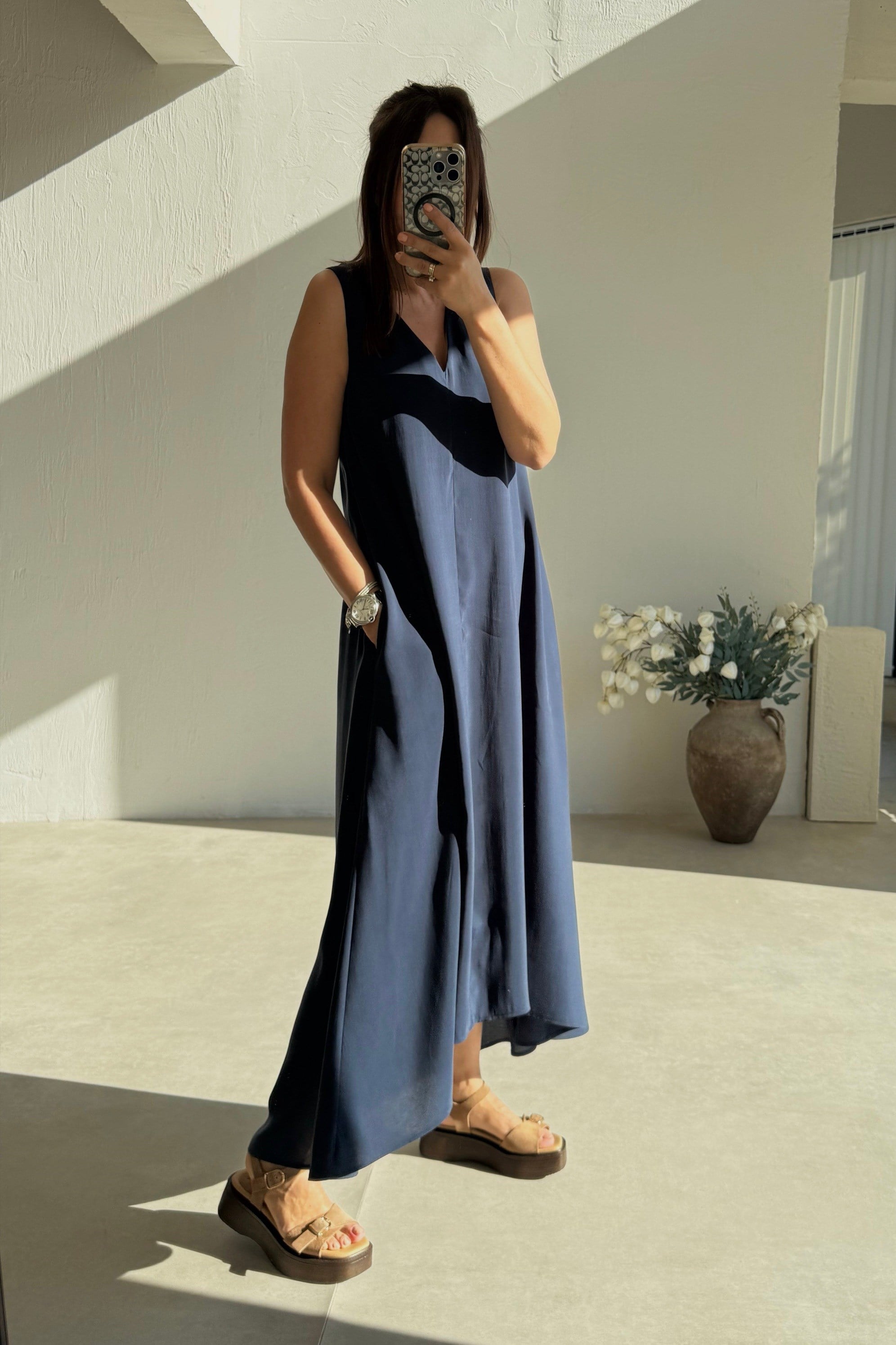 Lacivert Uzun Elbise 