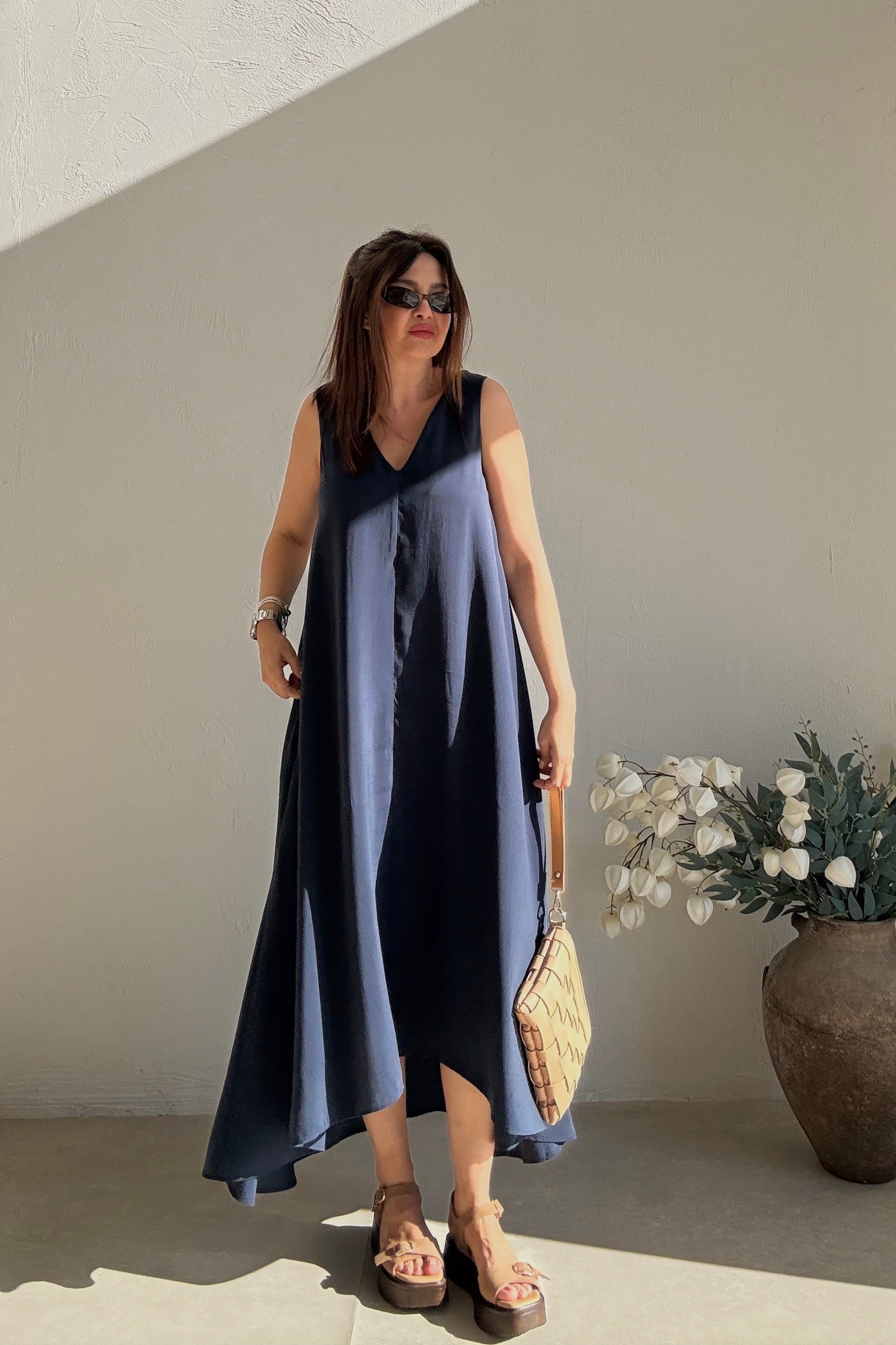 Lacivert Uzun Elbise 