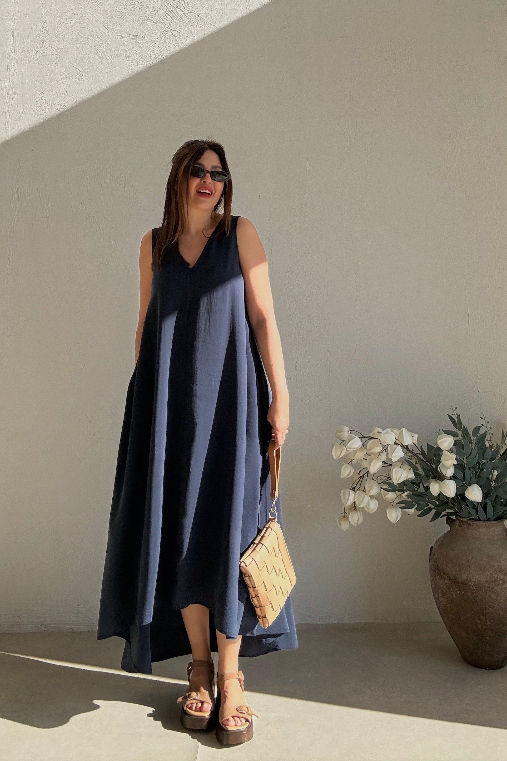 Lacivert Uzun Elbise 