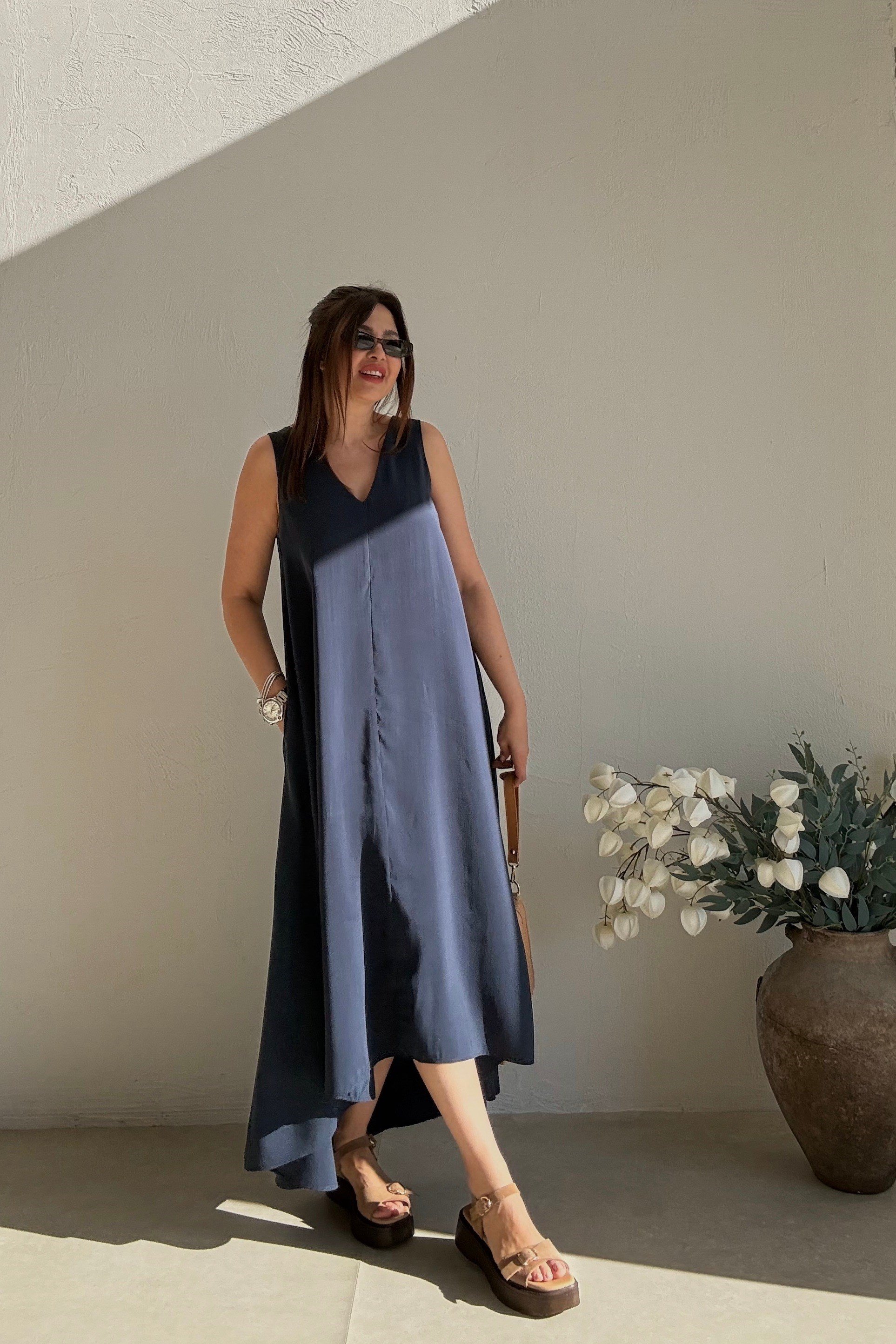 Lacivert Uzun Elbise 