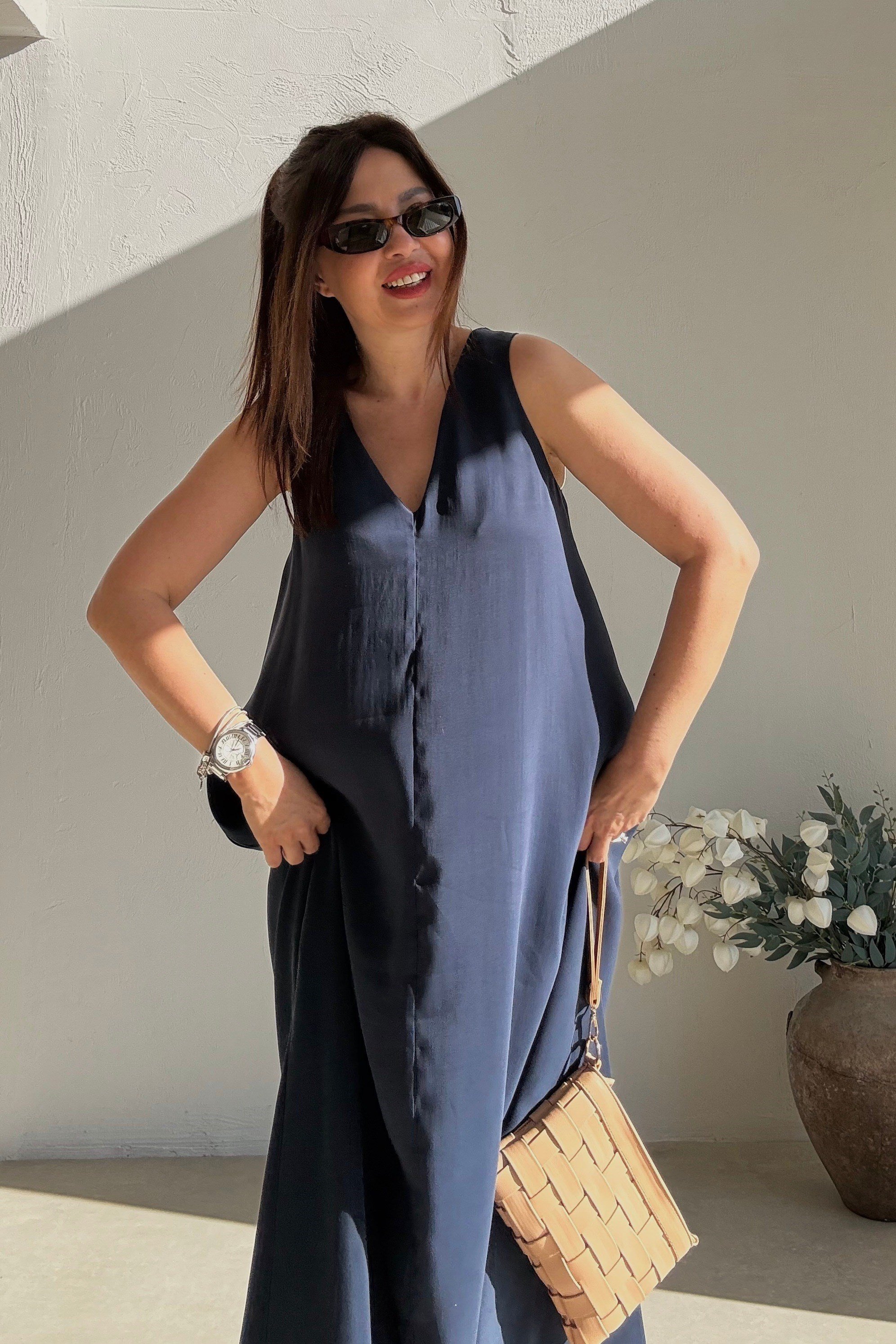 Lacivert Uzun Elbise 