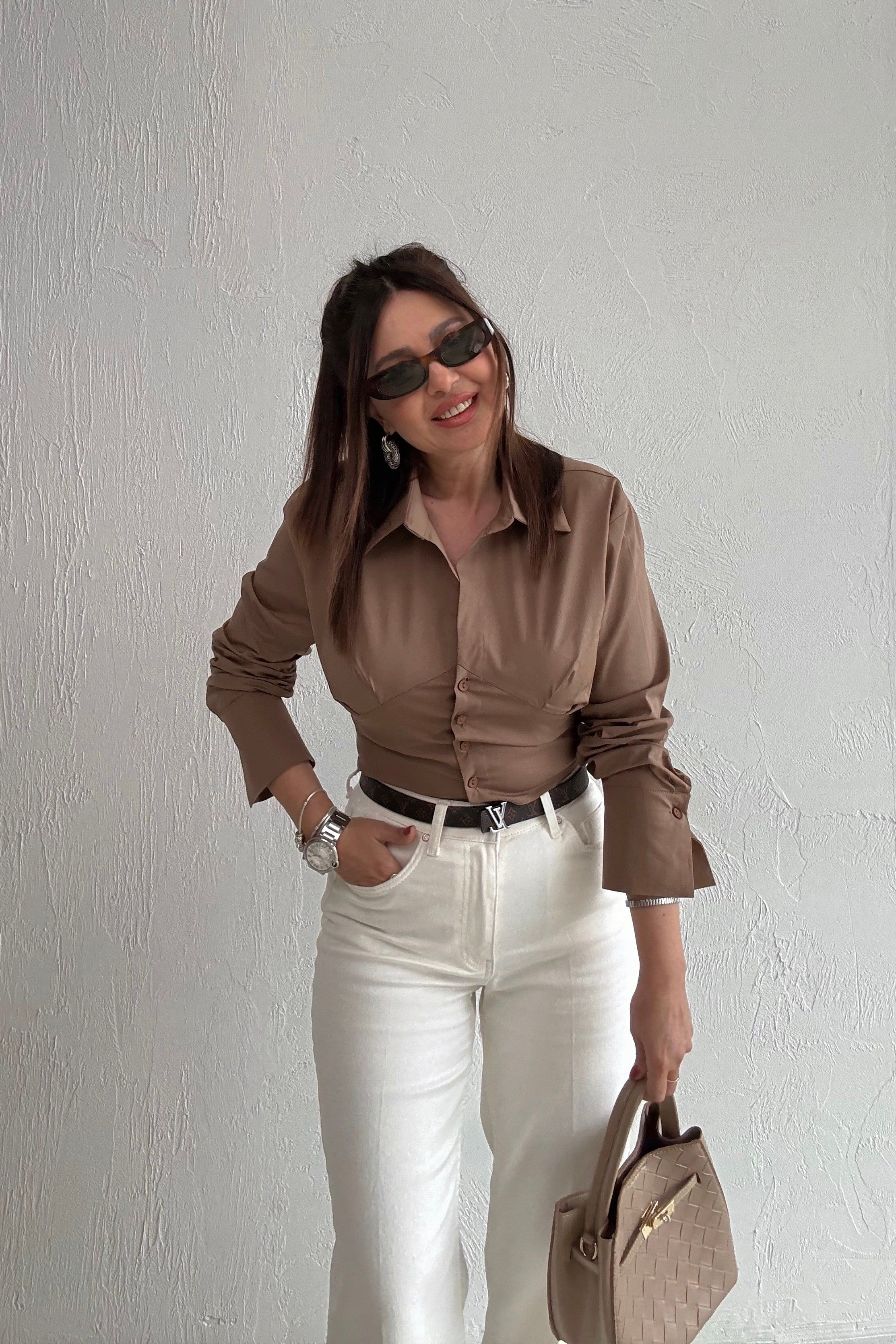 Latte Bağcıklı Gömlek 