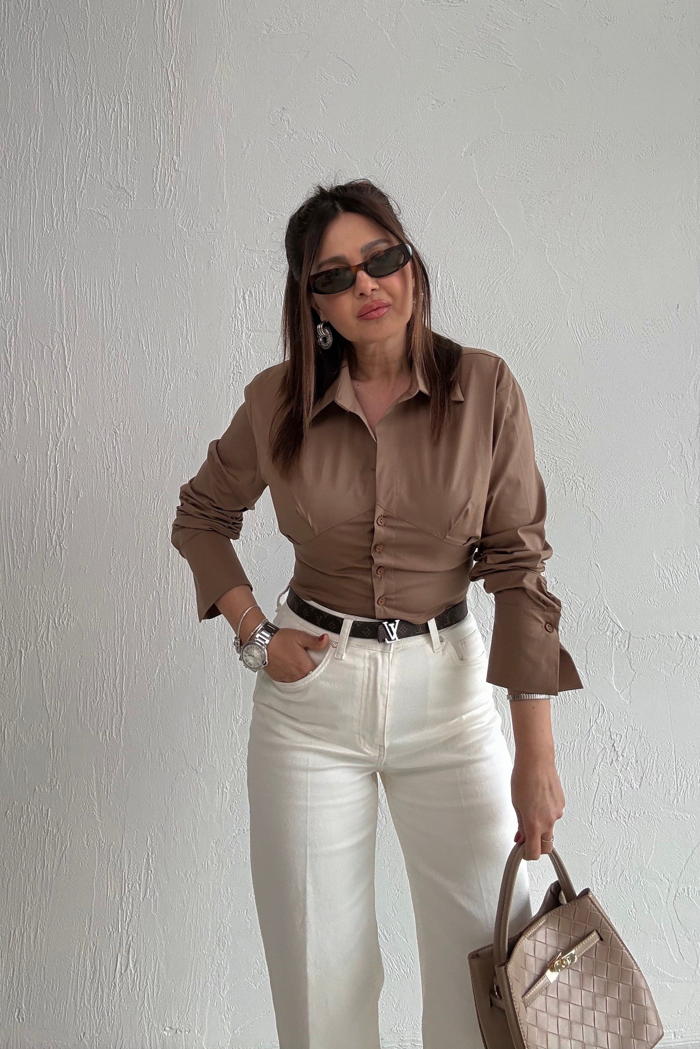 Latte Bağcıklı Gömlek 