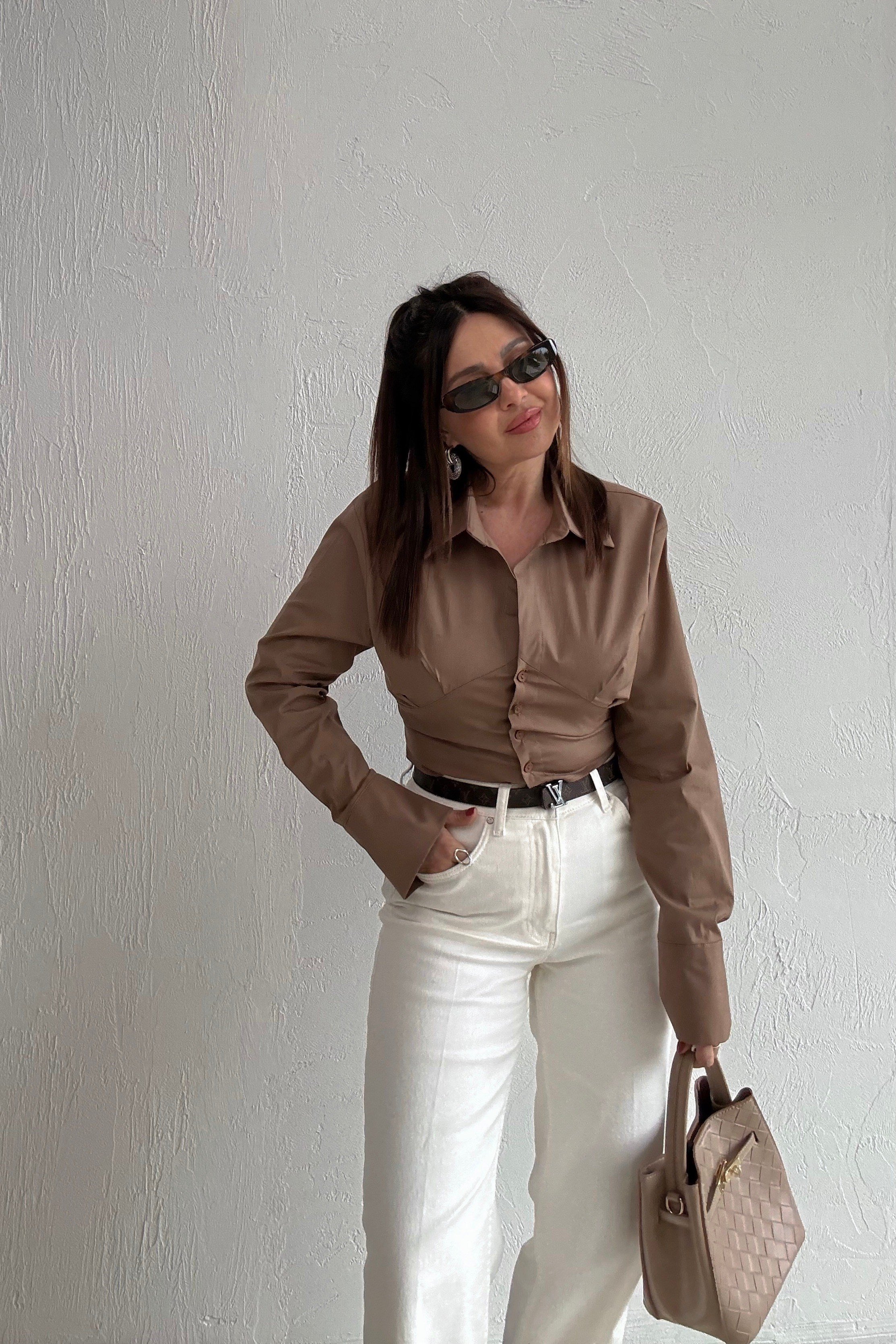 Latte Bağcıklı Gömlek 