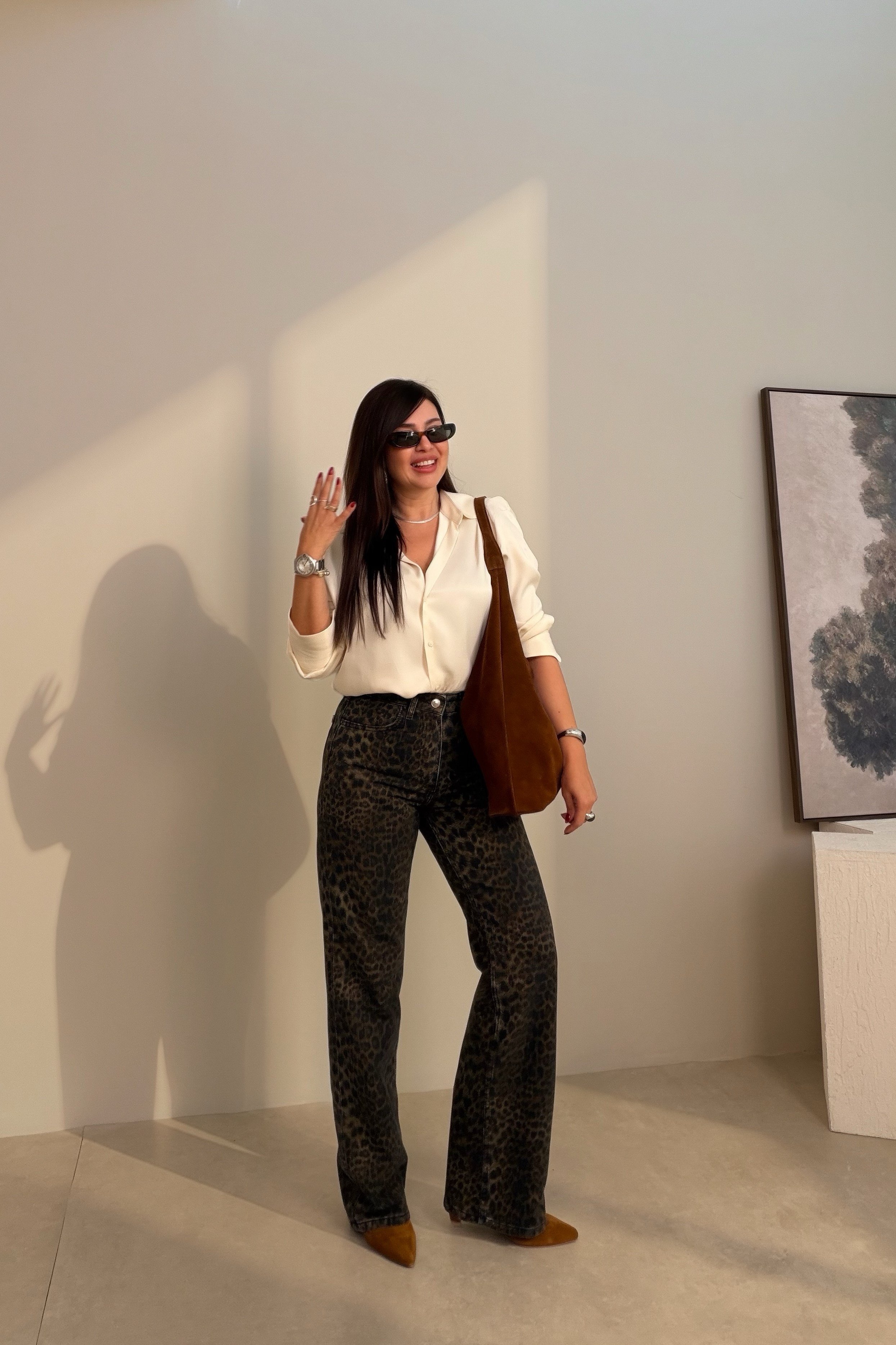 Leopar Straight Jean KAHVERENGİ