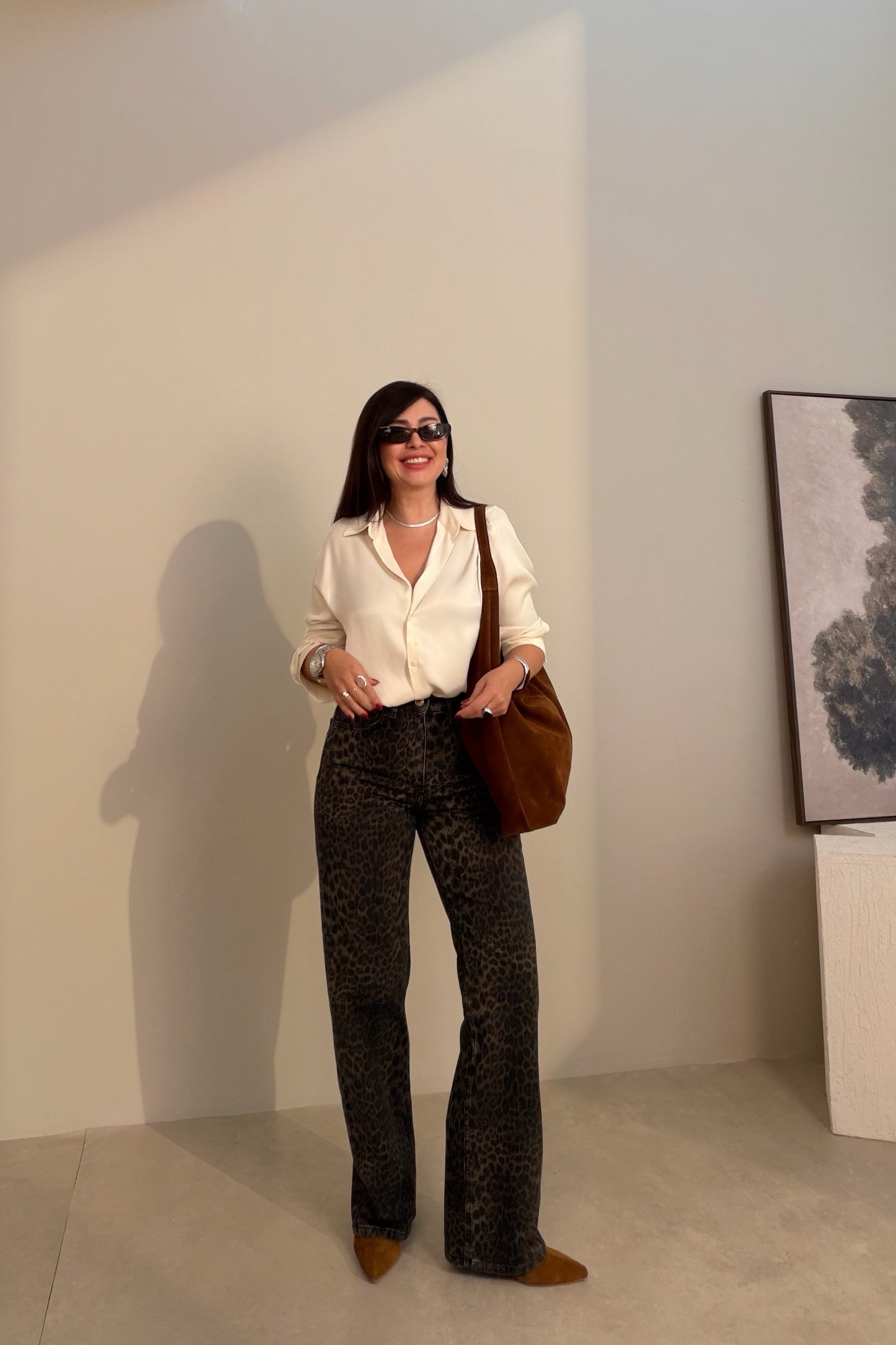 Leopar Straight Jean KAHVERENGİ