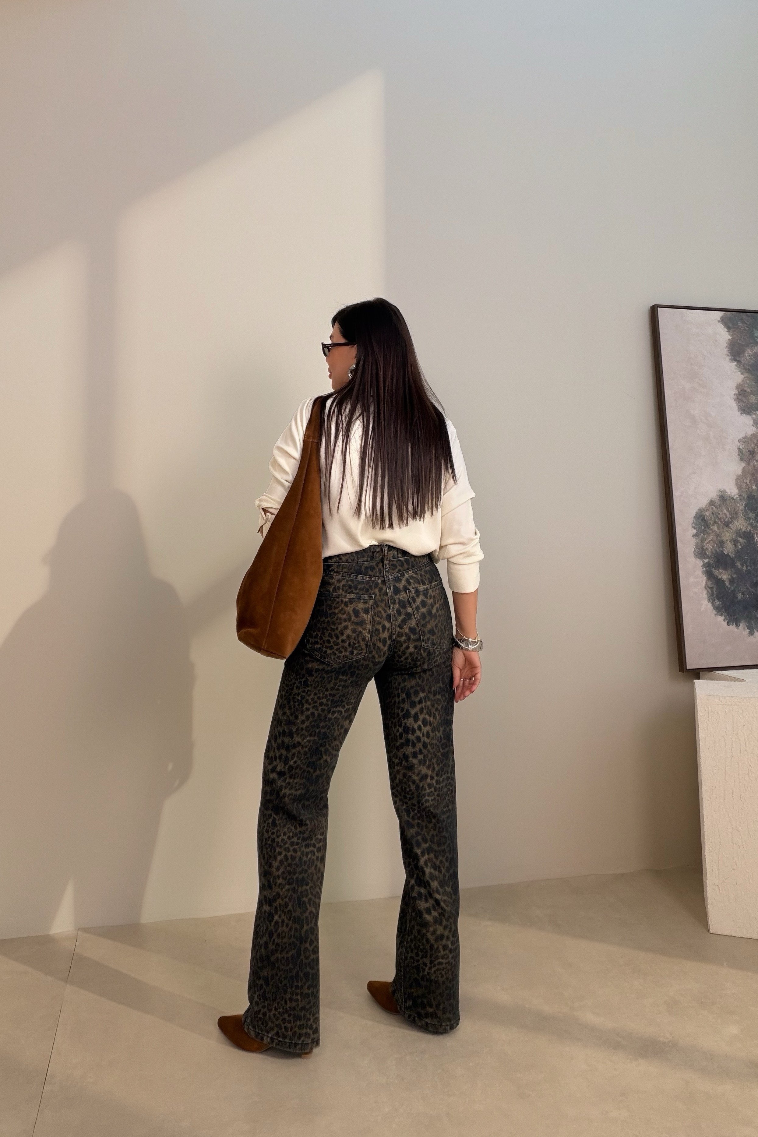 Leopar Straight Jean KAHVERENGİ