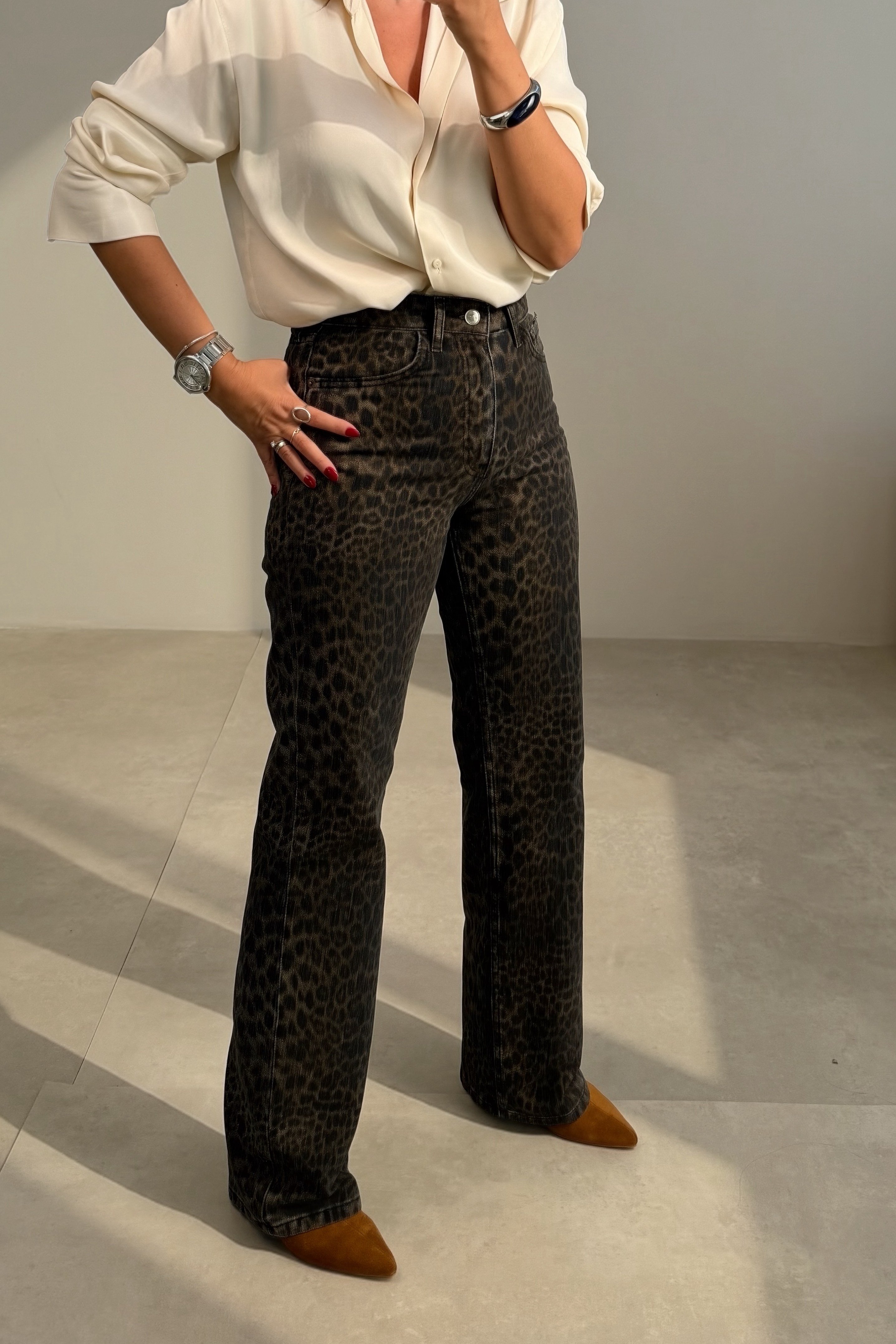 Leopar Straight Jean KAHVERENGİ