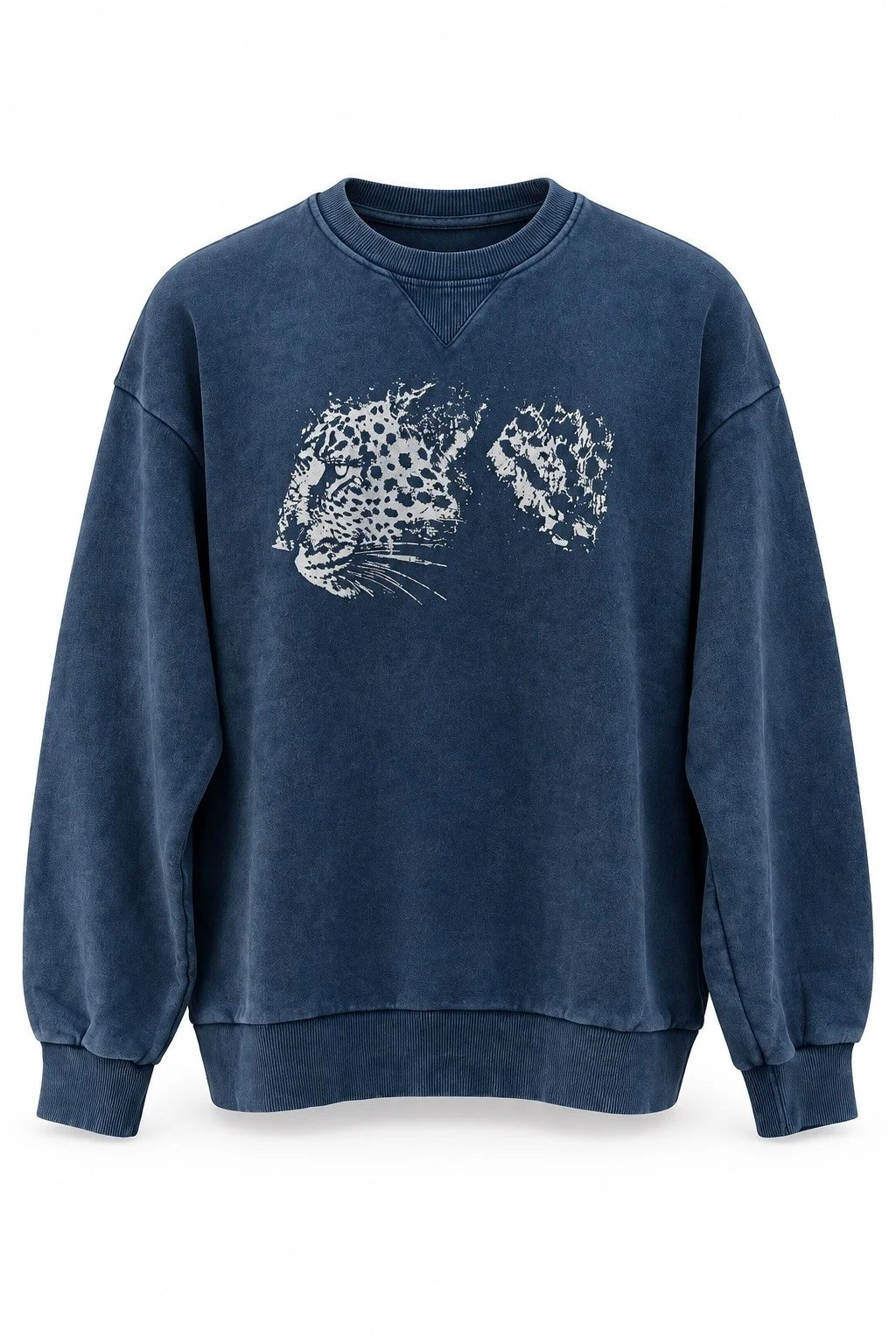 Leoparlı Sweatshirt MAVİ