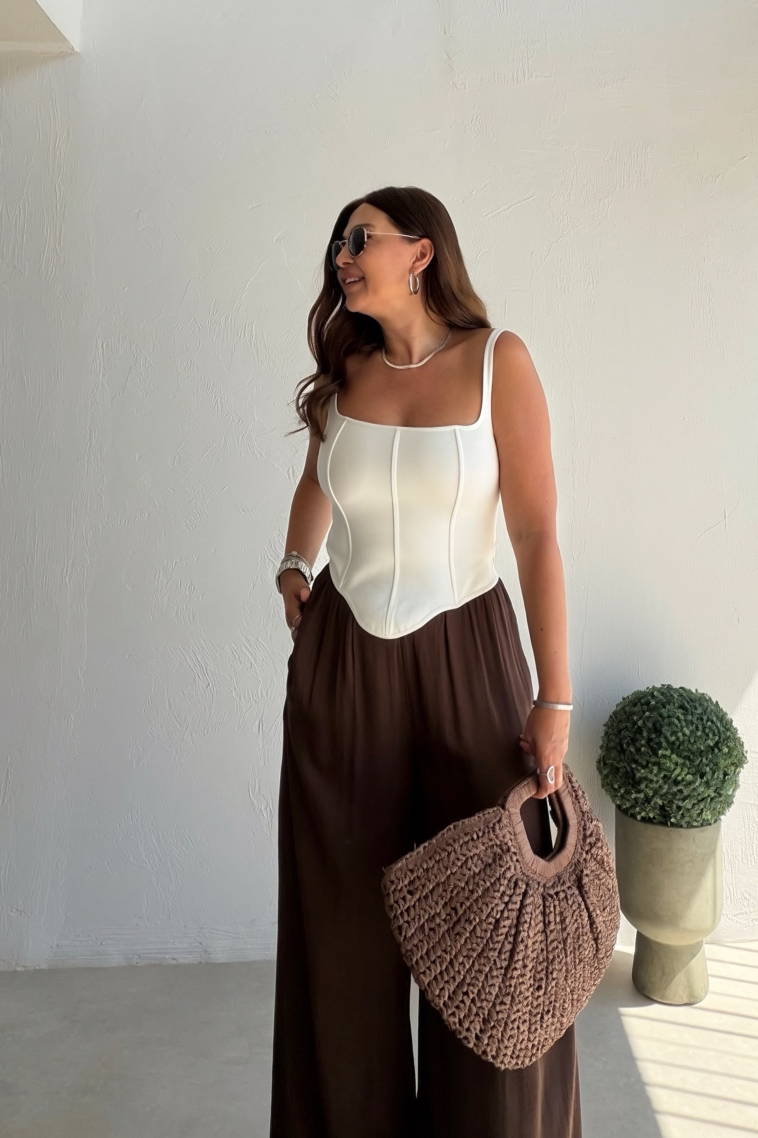 Likralı Korse Atlet BEYAZ