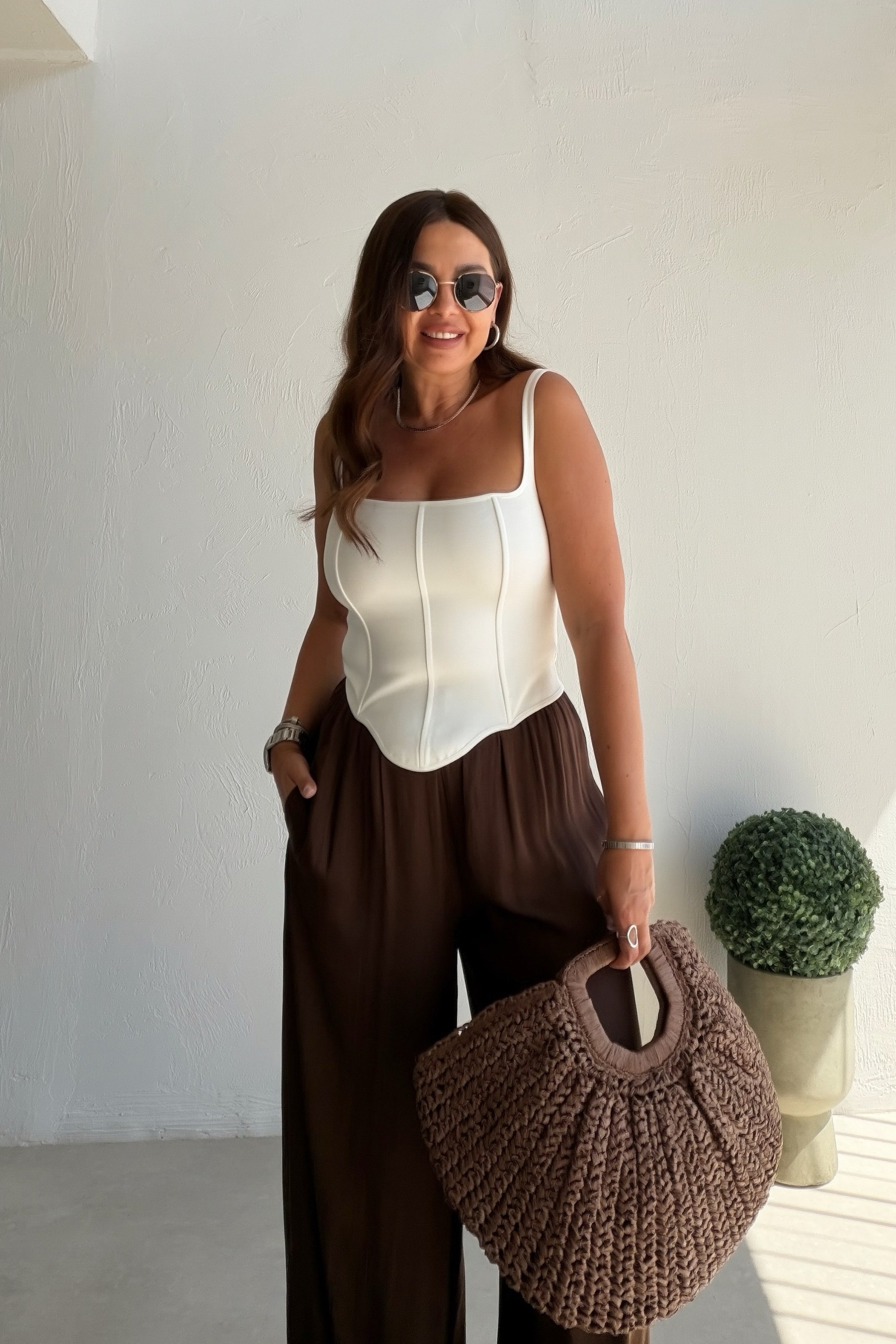 Likralı Korse Atlet BEYAZ