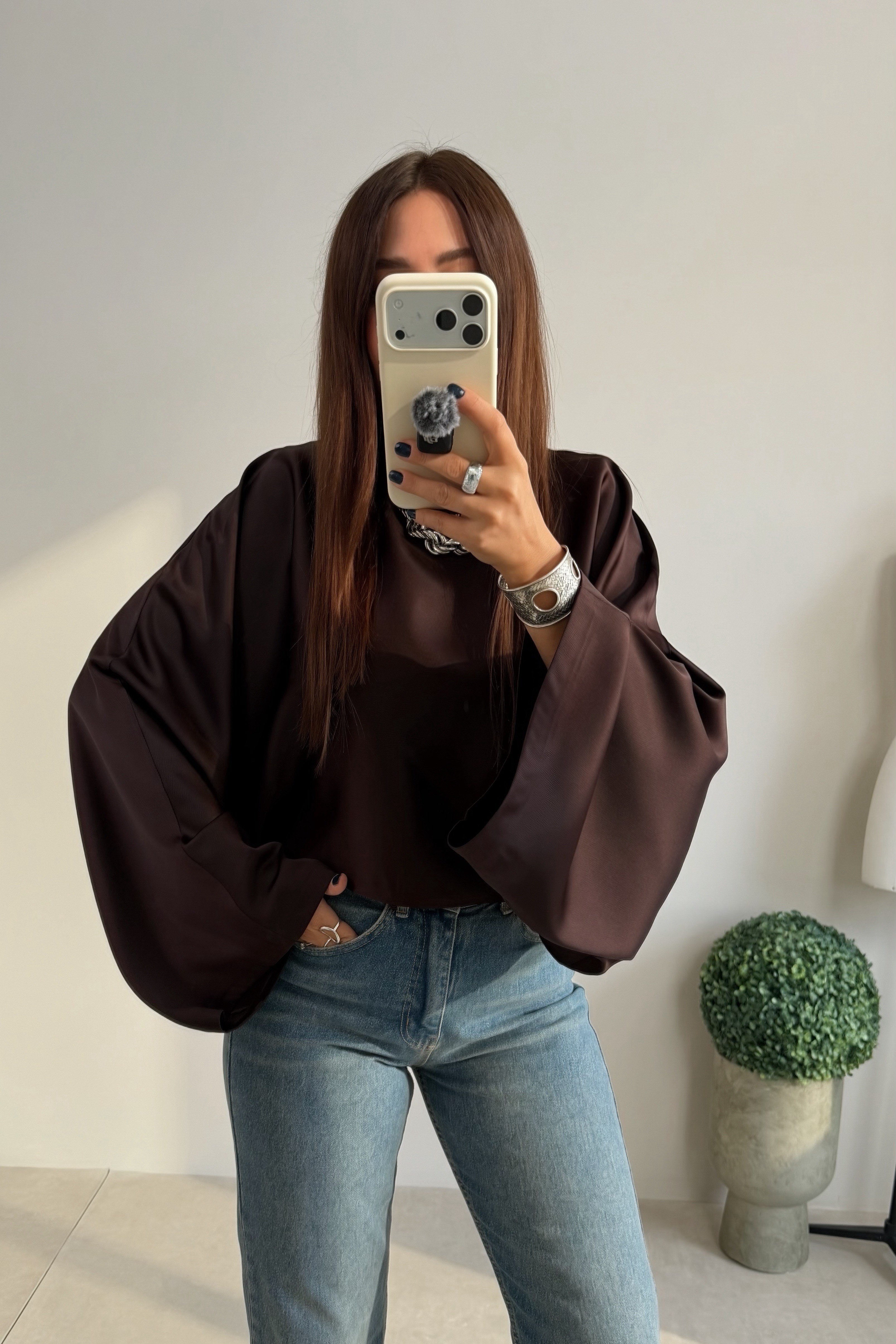 Lune Bluz KAHVERENGİ