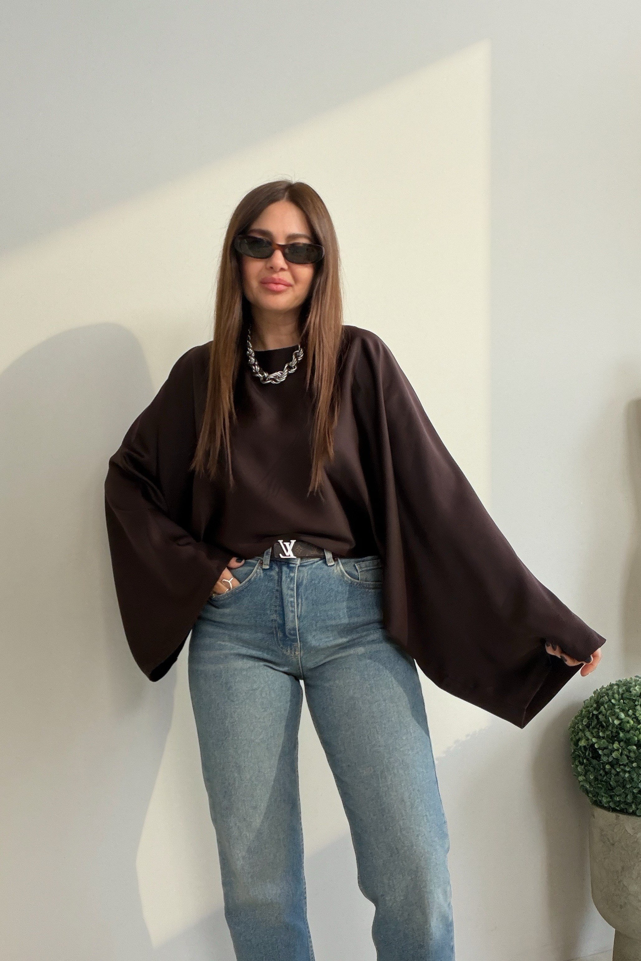 Lune Bluz KAHVERENGİ