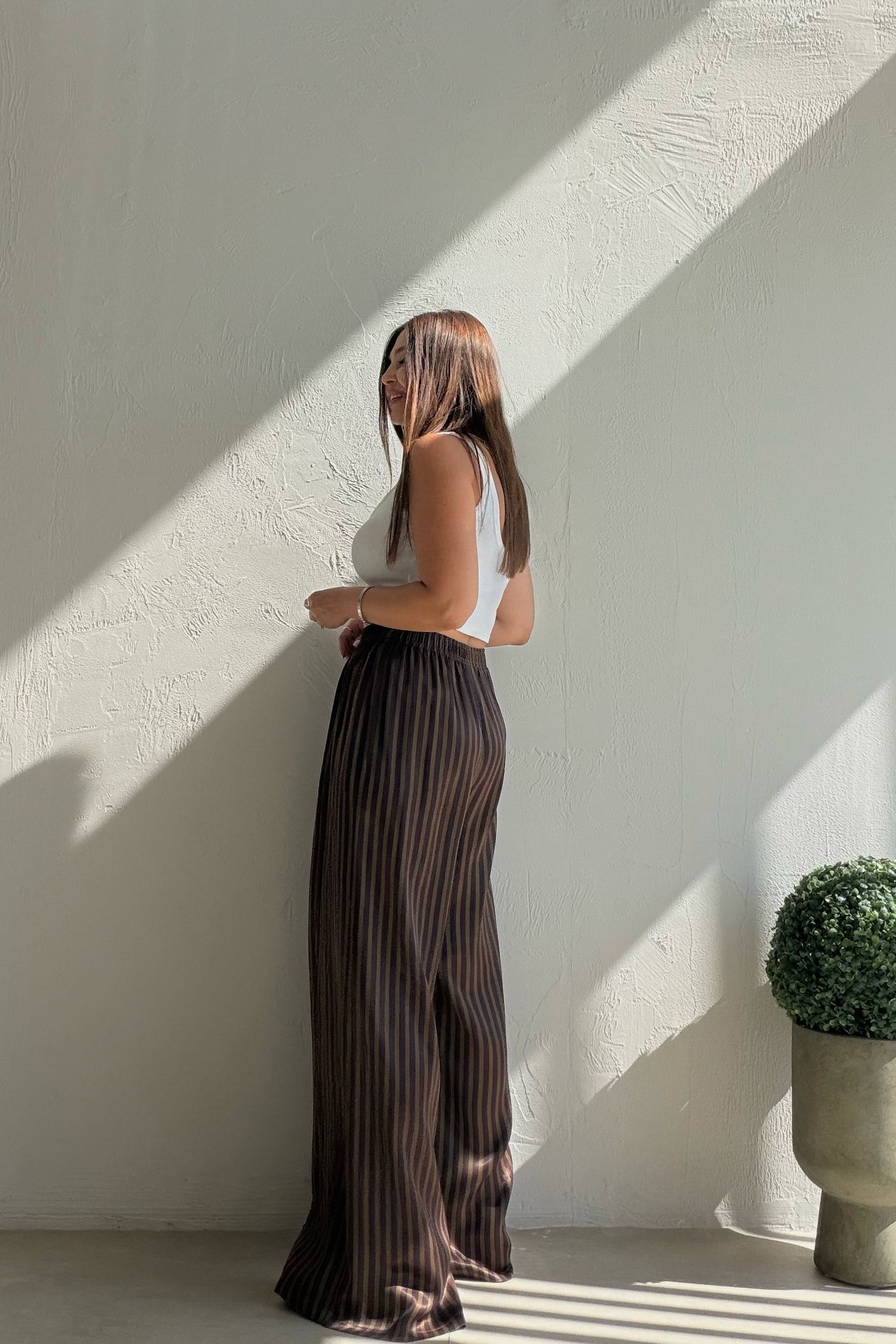 Marin Çizgili Pantalon KAHVERENGİ