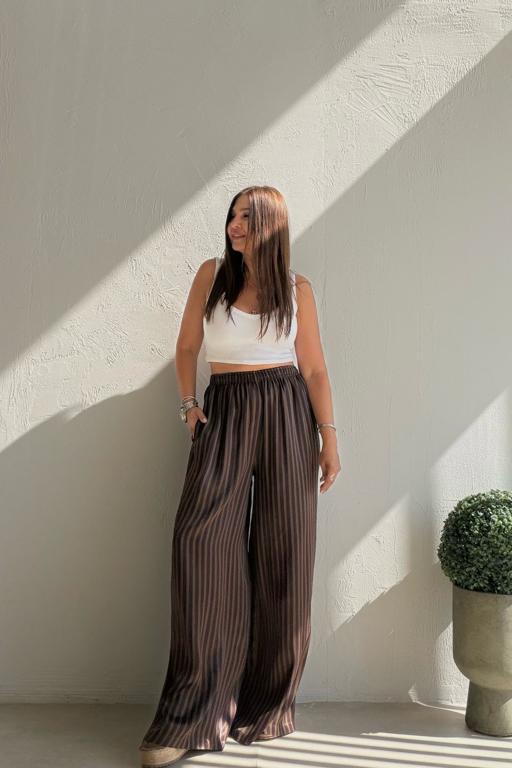 Marin Çizgili Pantalon KAHVERENGİ