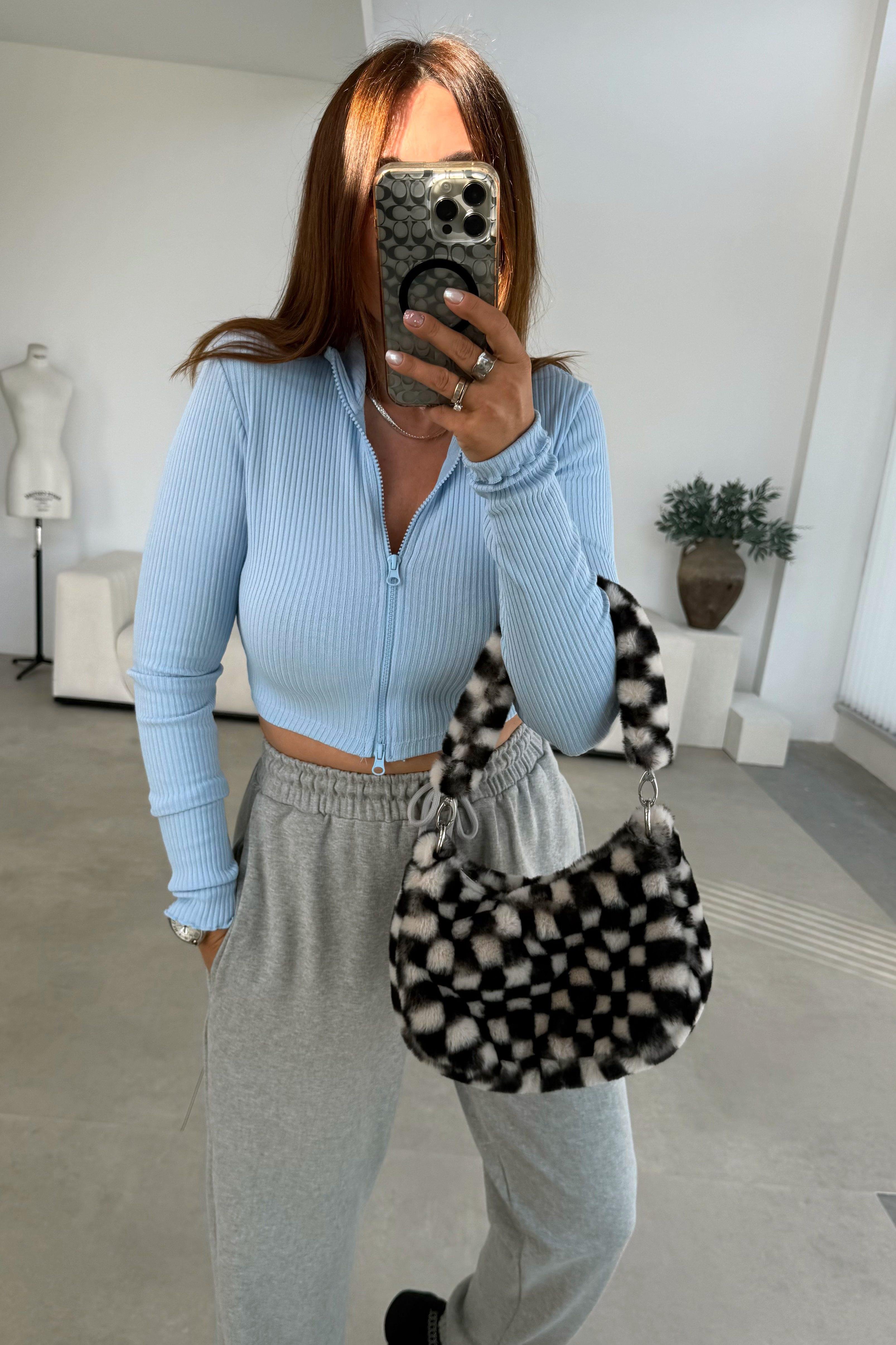 Mavi Fermuarlı Basic Üst 