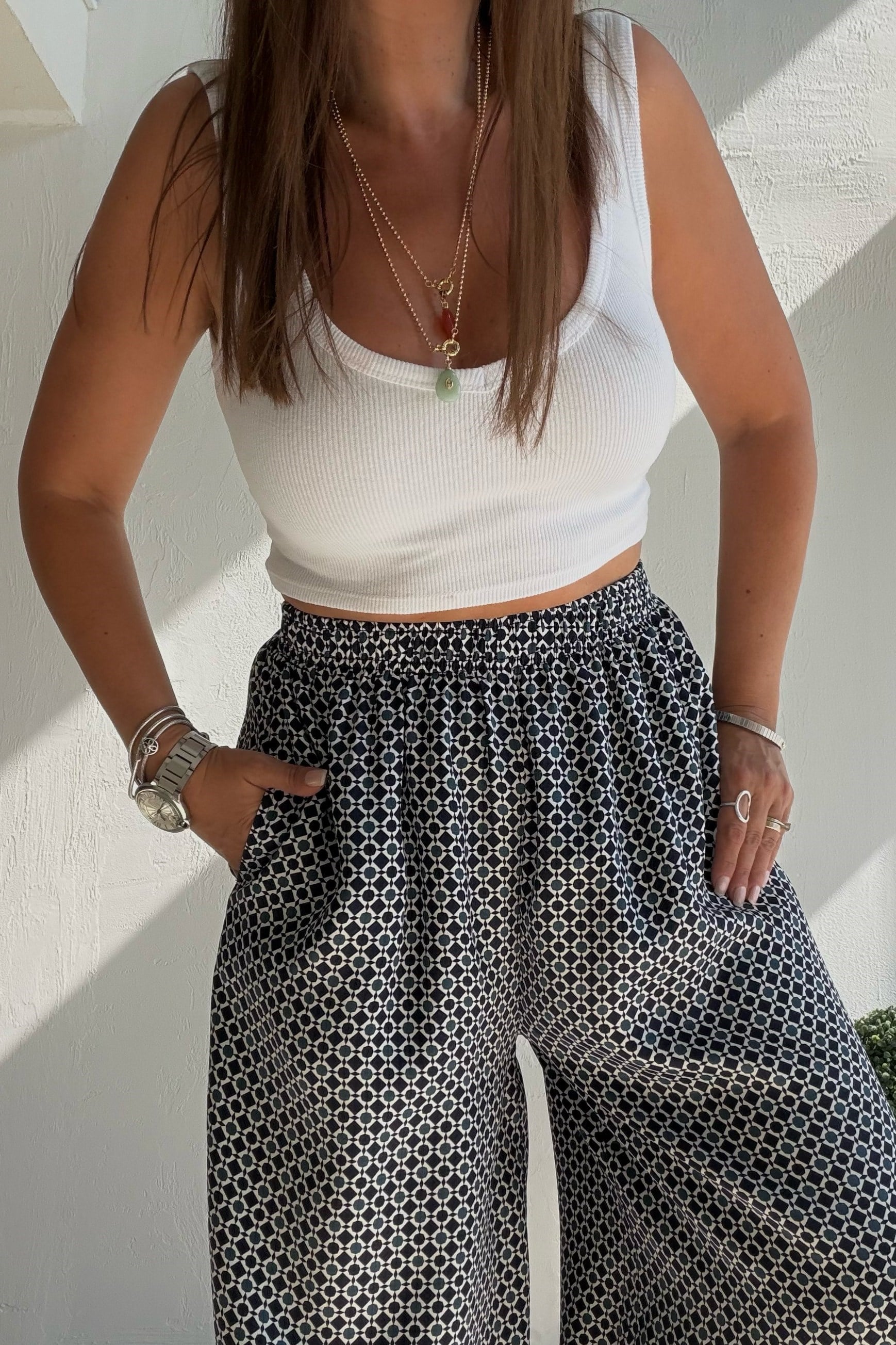 Minimal Desenli Pantolon LACİVERT
