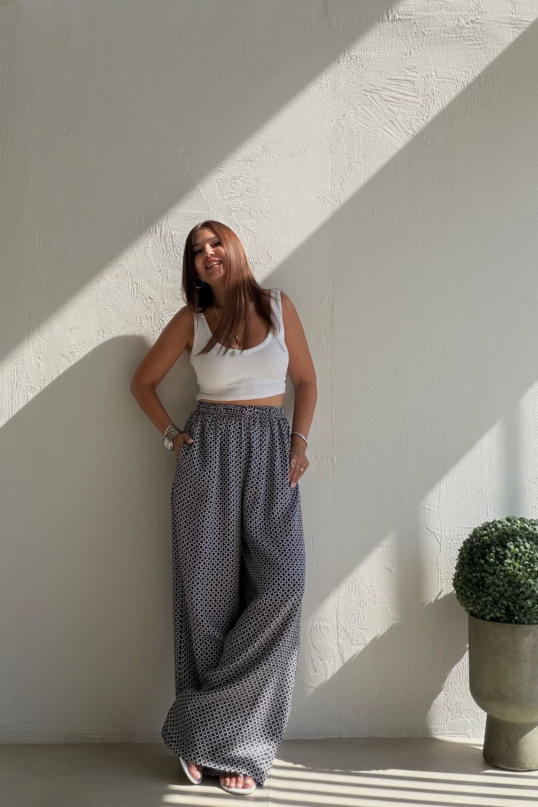 Minimal Desenli Pantolon LACİVERT