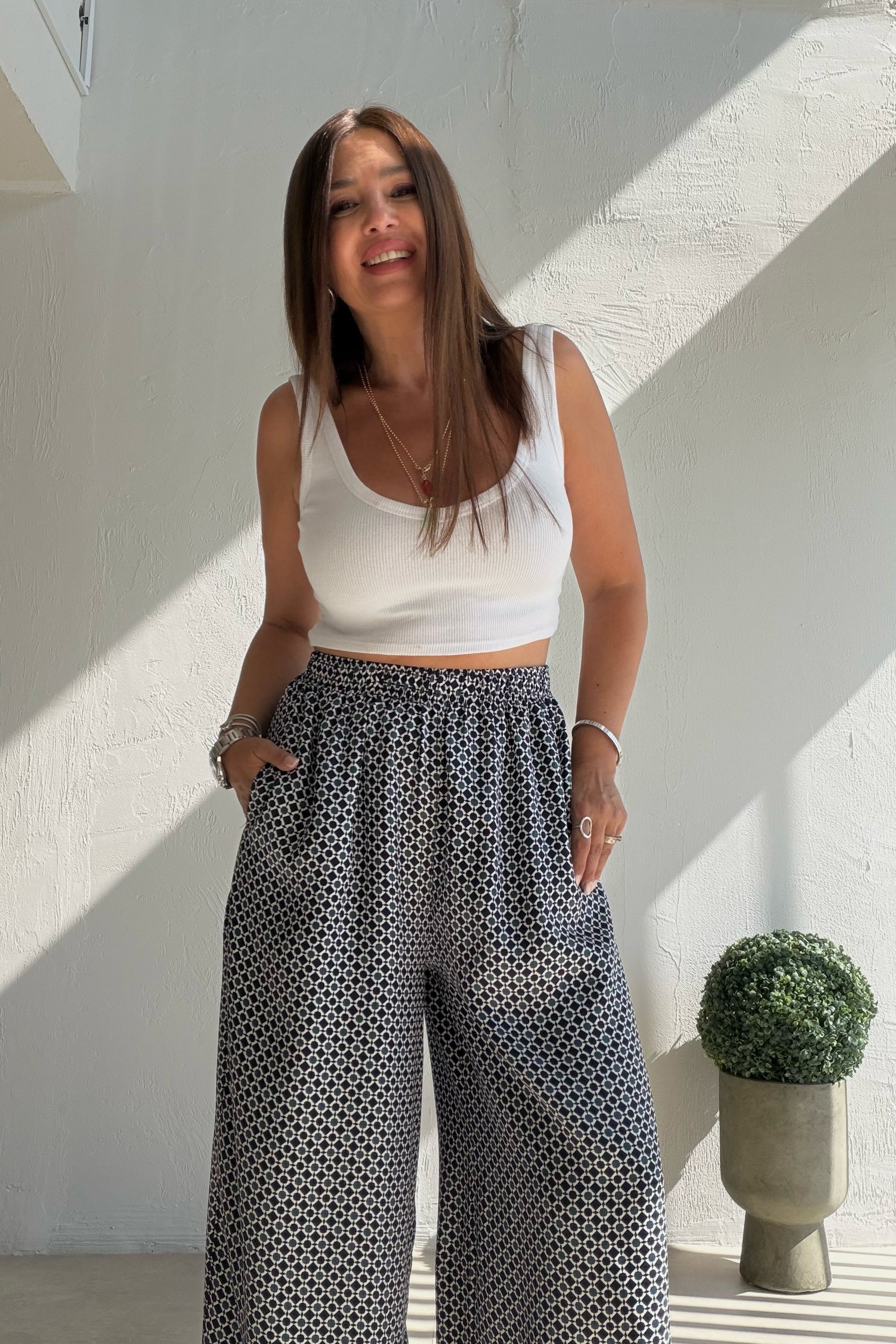 Minimal Desenli Pantolon LACİVERT