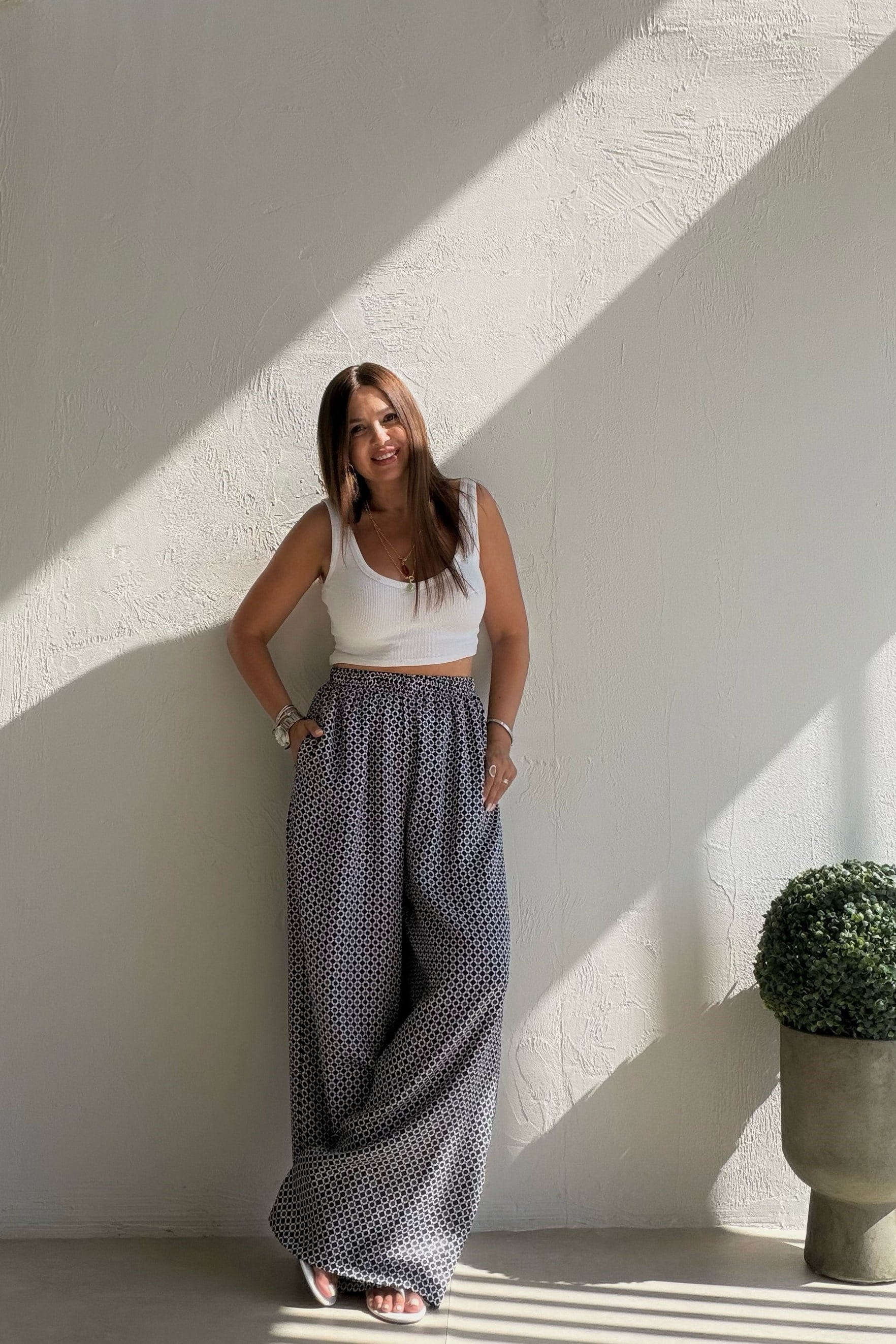 Minimal Desenli Pantolon LACİVERT